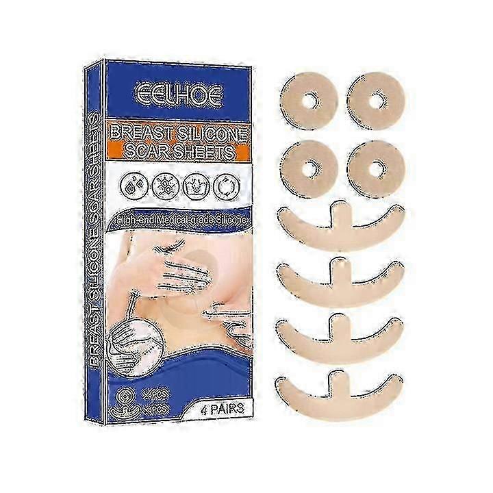 Silikon ärrdukar Silikon ärrdukar för bröst 8-pack Bröstförminskning efter operation för ärr, ärrborttagningsdukar, 4 mjuka remsor för vårtgården 4 st