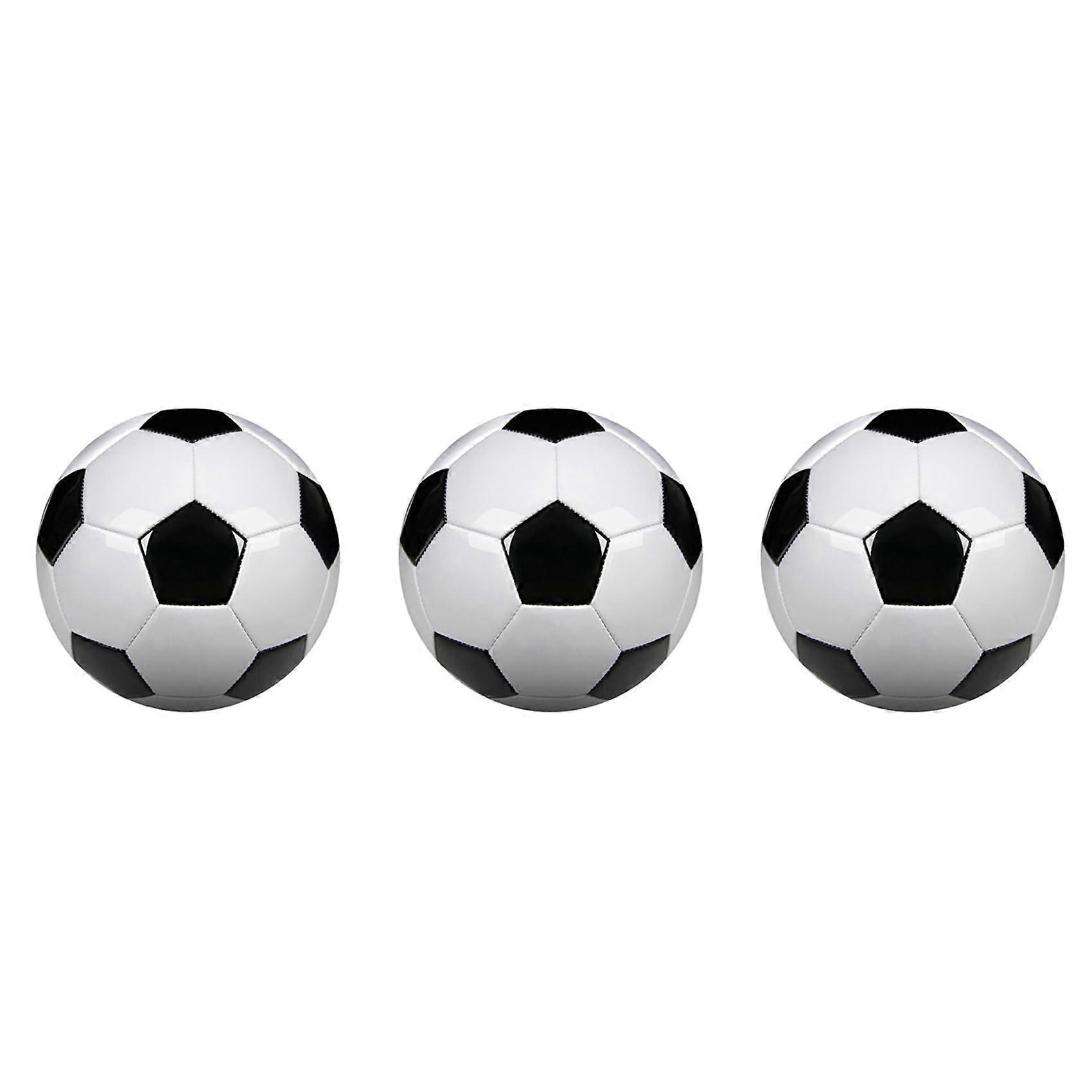 Professional Training Balls, Size 5, PU Leather, Black, Set of 3 for Soccer Practice and Match Use