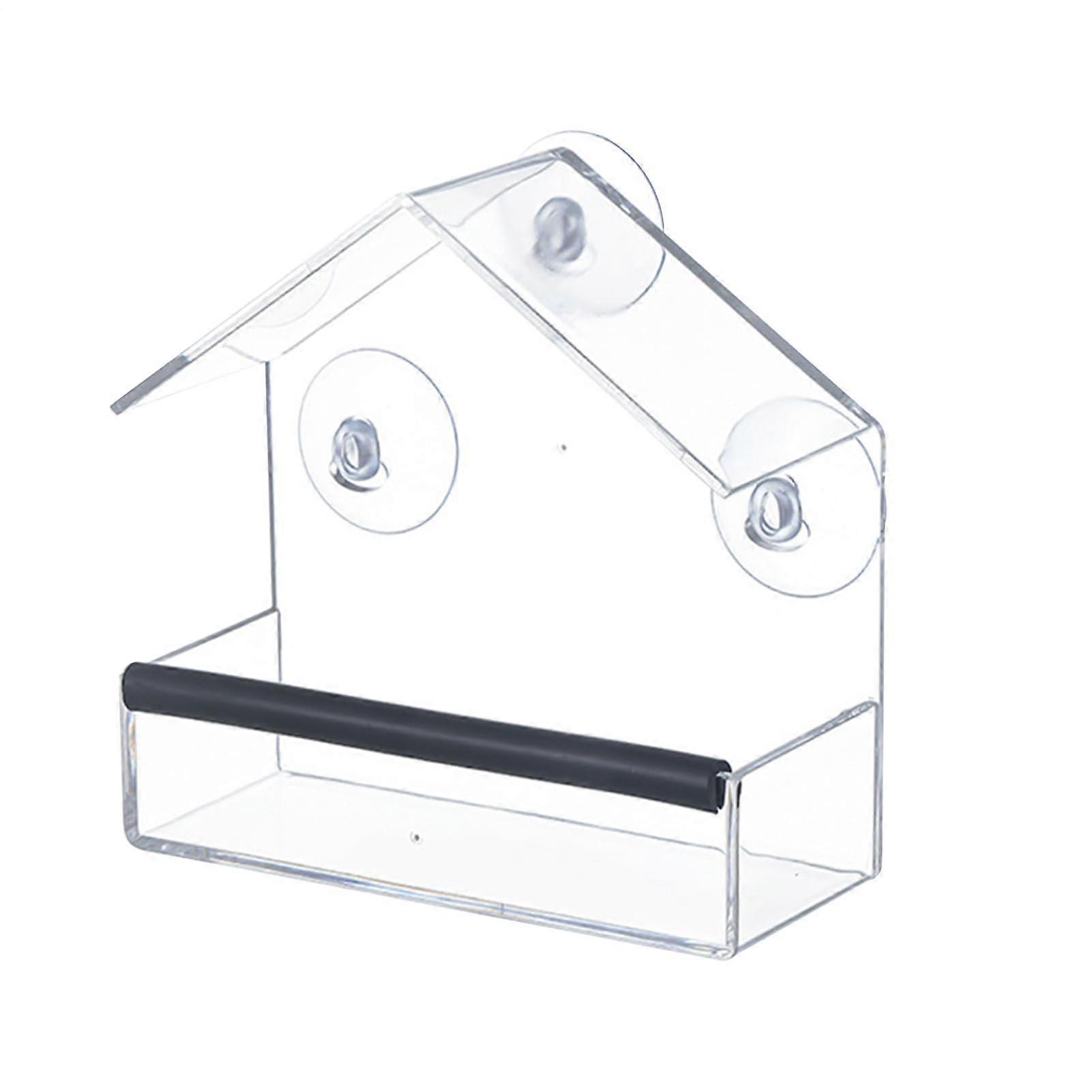 Window Bird Feeder for Outdoor Use, Transparent Acrylic Feeder for Hummingbirds, Chickadees, and Finches, Easy to Clean