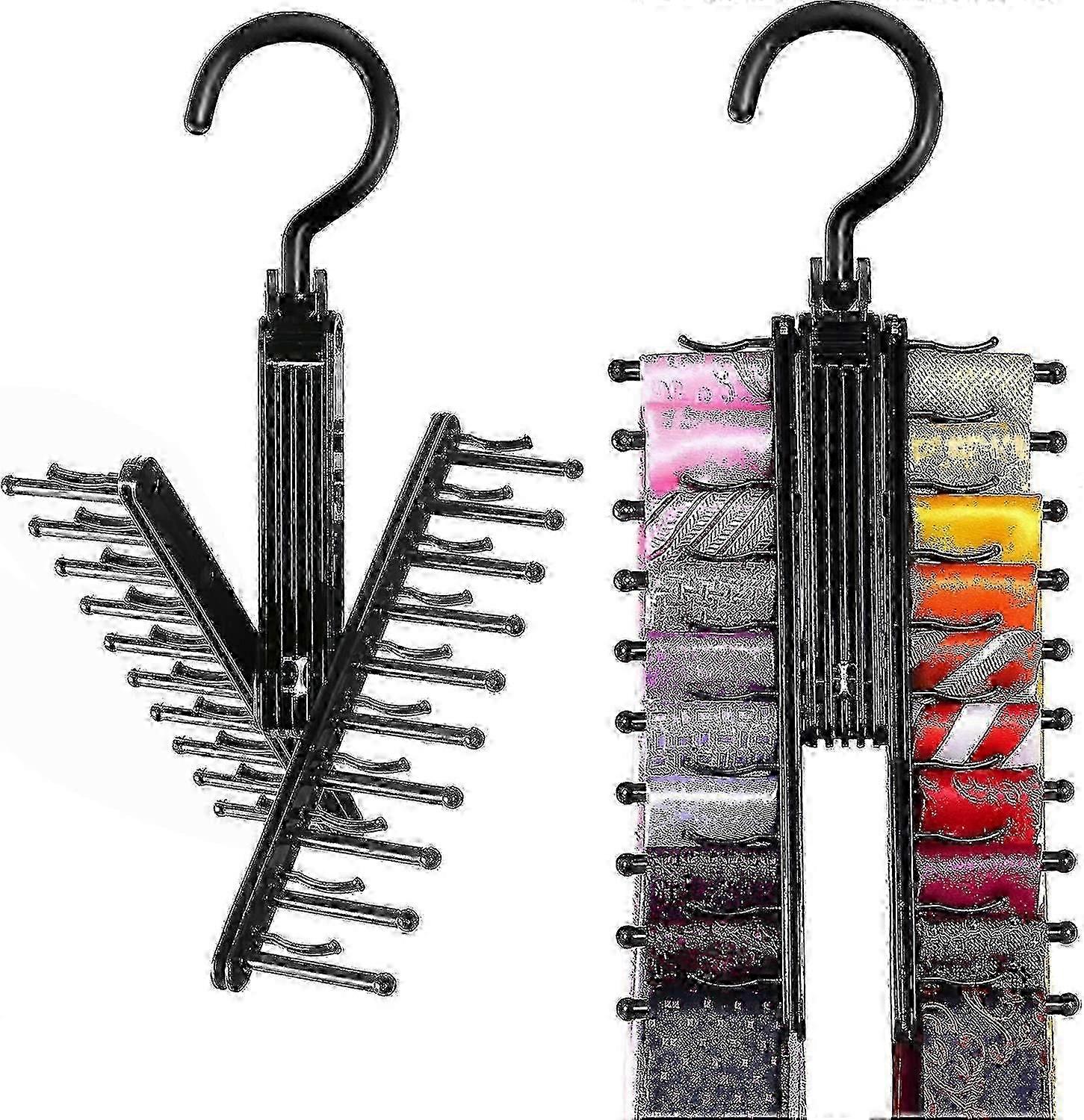 2025 2 Pcs Tie Rack Holder,rotate To Open/close Tie And Belt Hanger With Non-slip Clips,360 Degree Swivel Space Saving Organizer Db