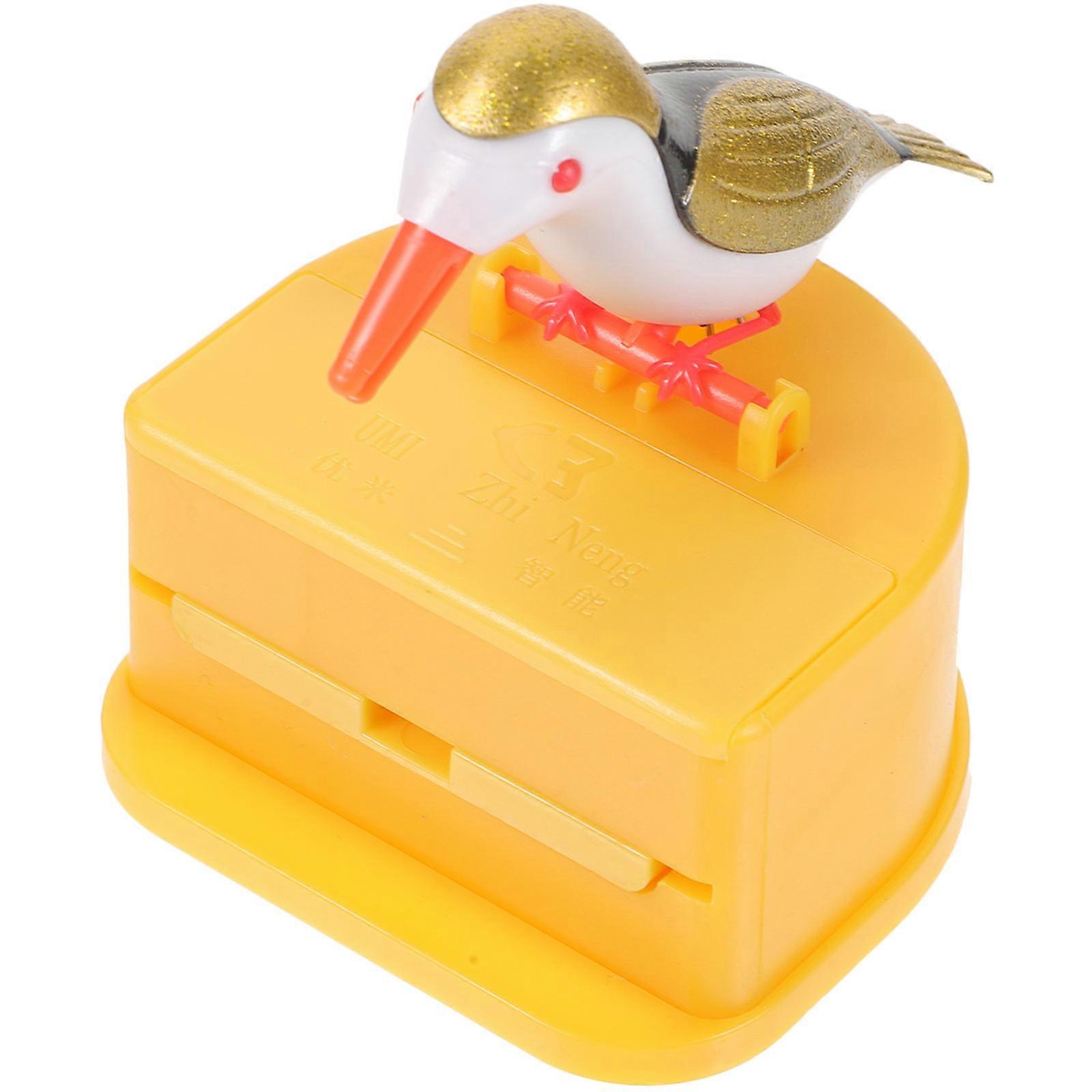 Bird Toothpick Box Wooden Material Press-Type Toothpick Dispenser Dining Table Use 1Set