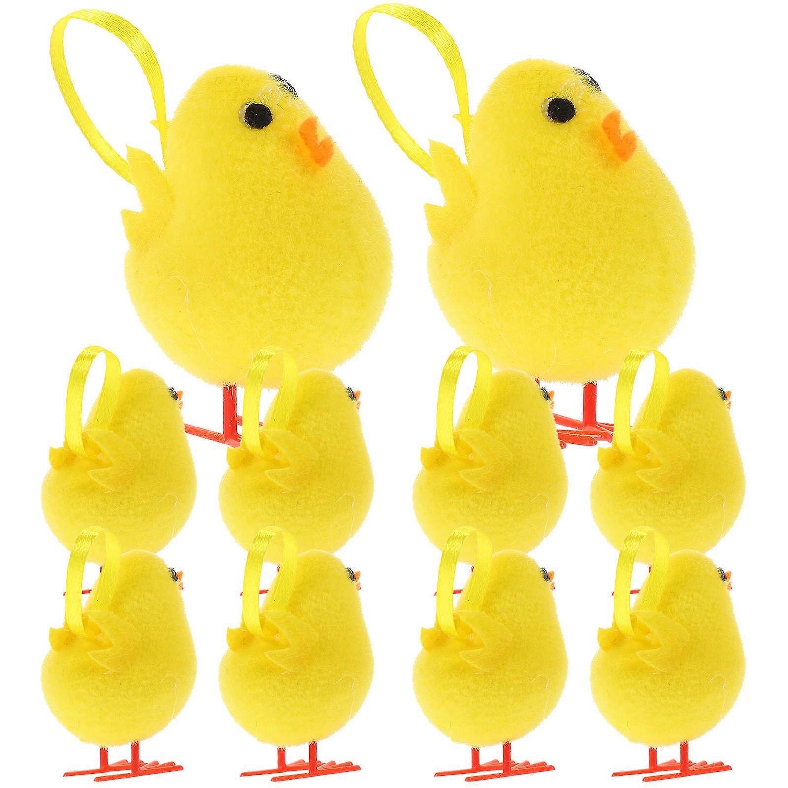 Chick Themed Decor Hanging Plush Chick Ornament Chick Shape 12Pcs