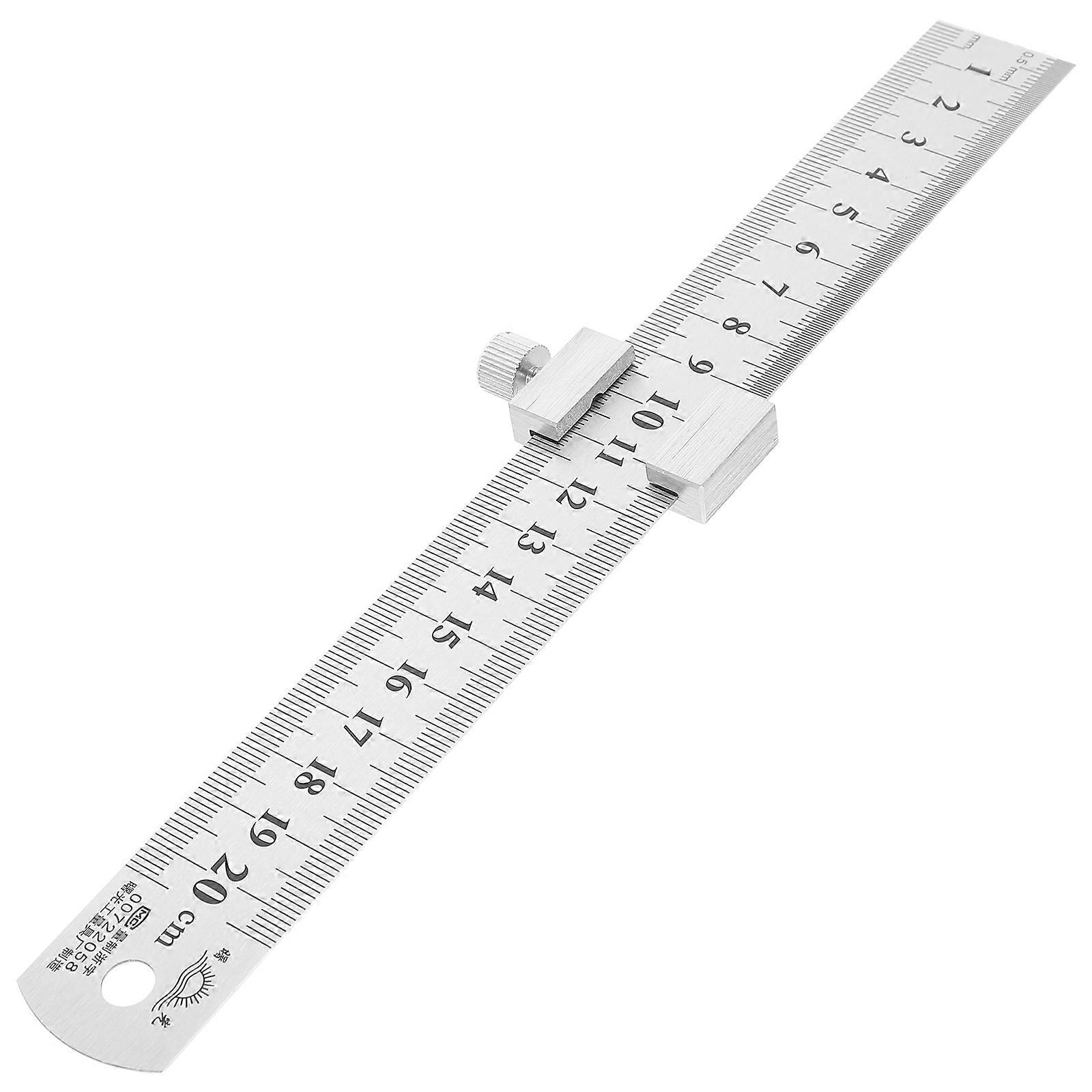 Stainless Steel Ruler Set with Positioning Block – Lightweight Metal Measuring Tool for Woodworking & DIY Projects
