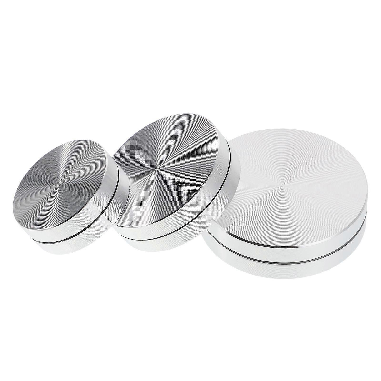 Rotating Display Stand 3Pcs Silver Aluminum Alloy for Craft Compact Placement