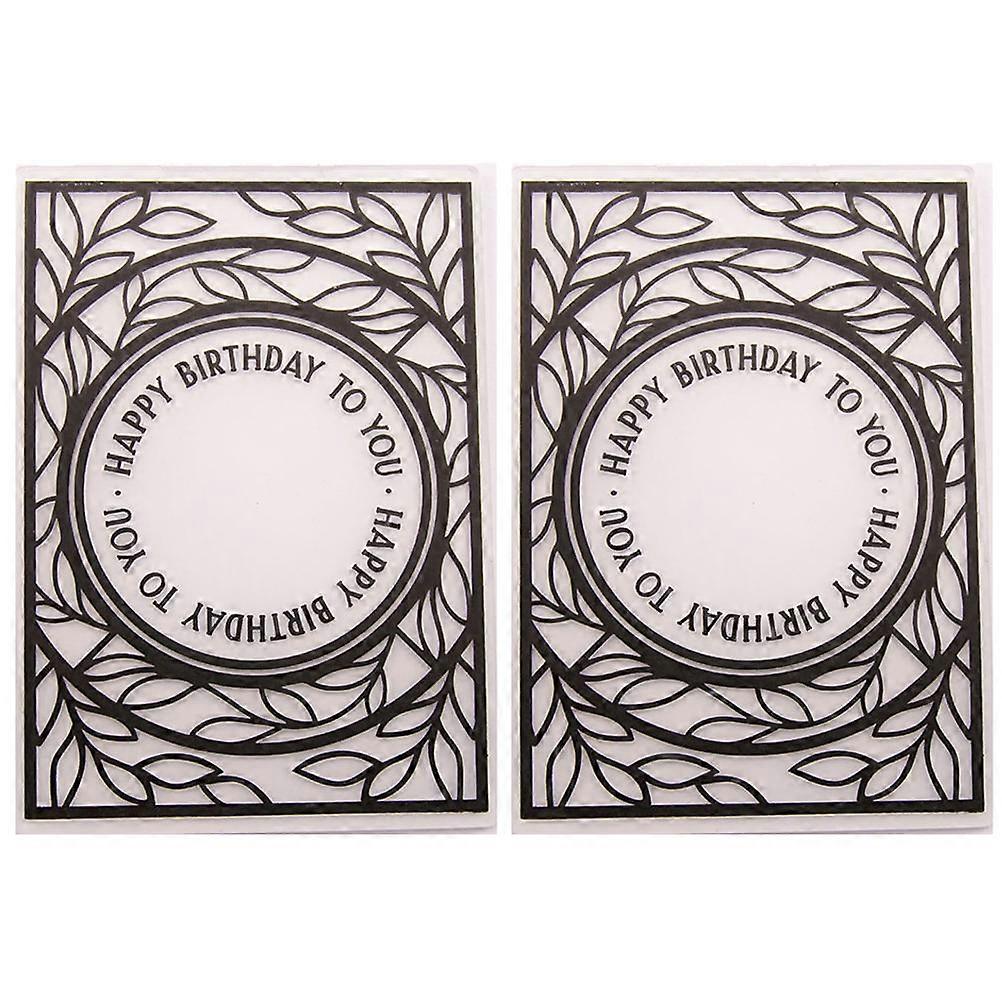 Stencils For Card Making Embossing Dies Rectangular Template Design Diy Craft Tool Happy Birthday Pattern 2Pcs