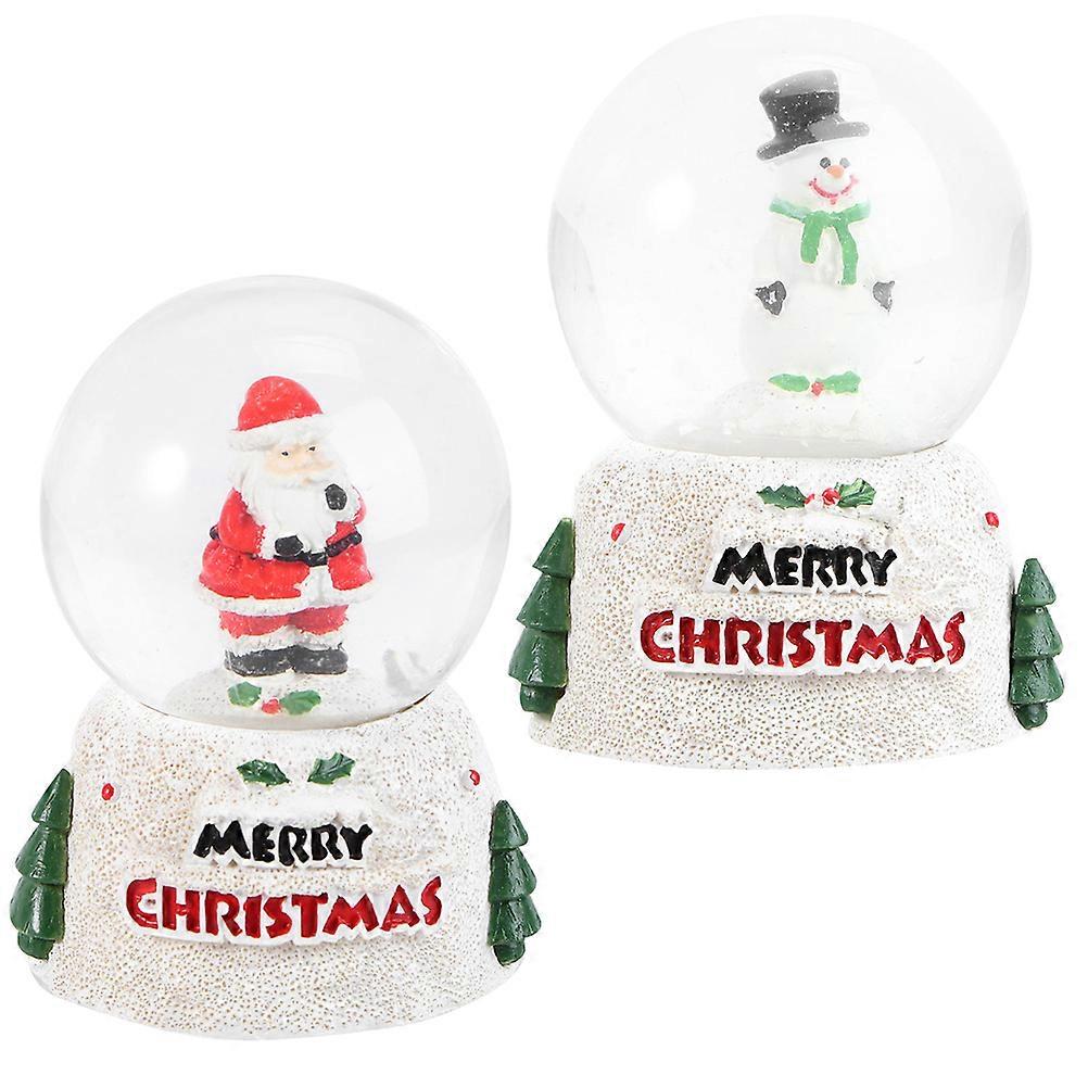 Holiday Snow Globes Kids Christmas Decorative Globe Round Red Resin 2Pcs