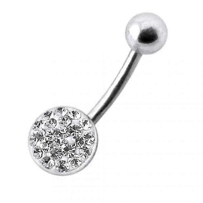 Multistone Jewelled Circle Silver Belly Bar