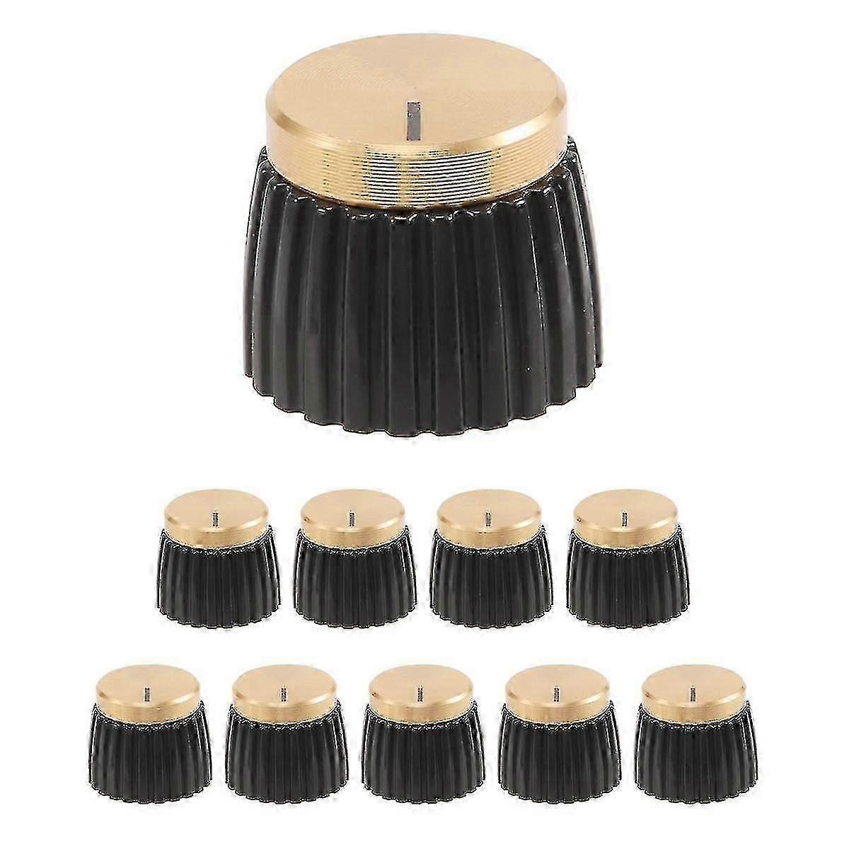 10x Gitar AMP Amplifikatör Düğmeleri Marshall Amplifikatör için Altın Kapaklı Push-on Siyah