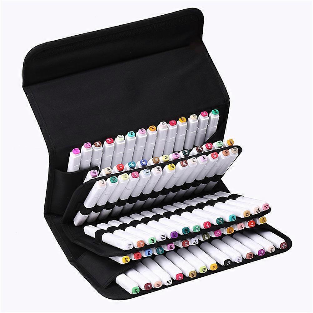 Portable Marker Storage Bag, Solid Color Organizer Pouch with Carrying Handle for Art, Craft, Office & Makeup Supplies – Black