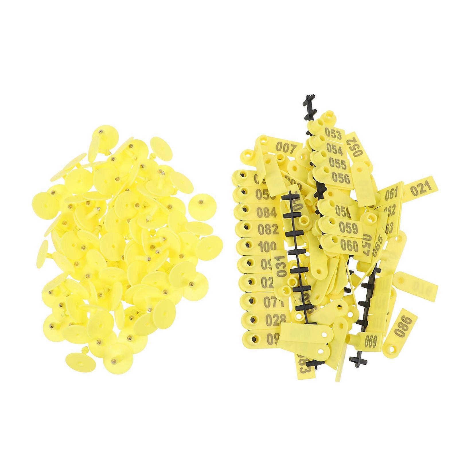 Yellow Plastic Livestock ID Tags for Cattle Sheep Goats with Clear Printing 100pcs