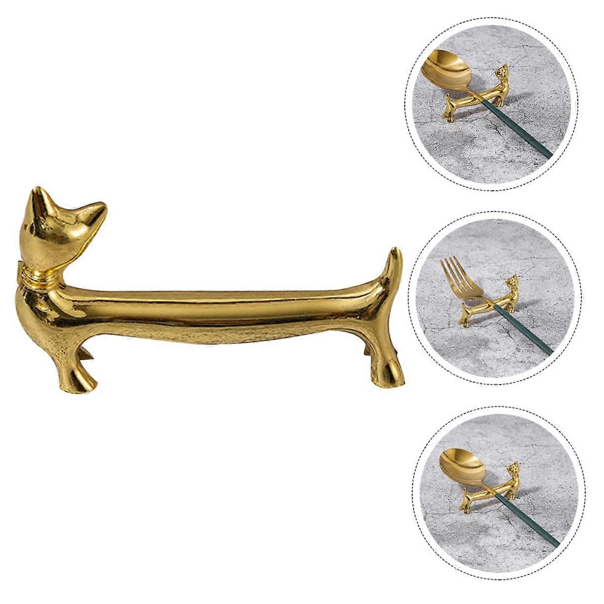 Metallic Catshaped Chopstick Holder Funny Reusable Gold for Friends