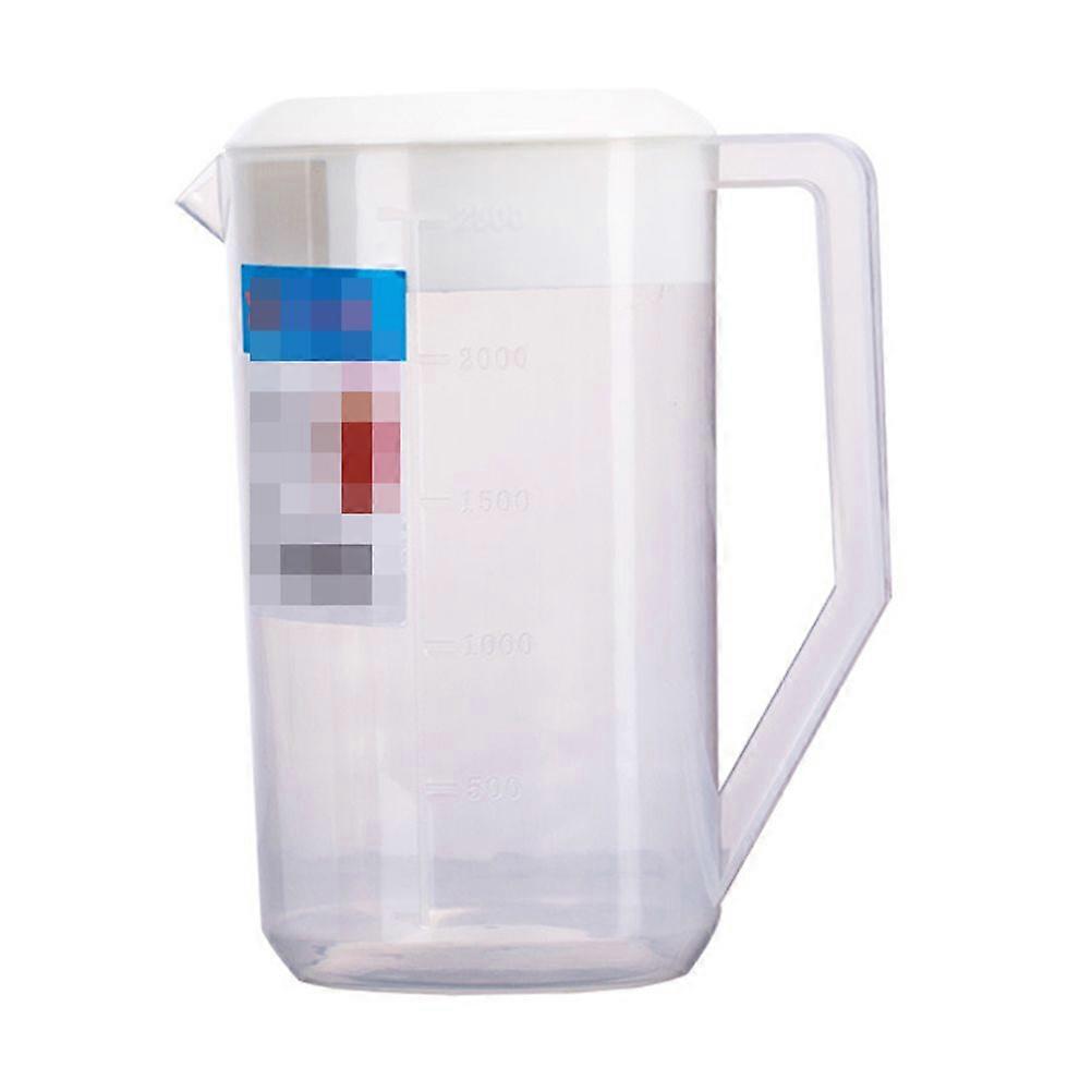 Measuring Kettle with Scale Beverage Storage Container with Lid Heat Resistant Cold Water Jug Plastic Juice Pitcher (2500ml White)