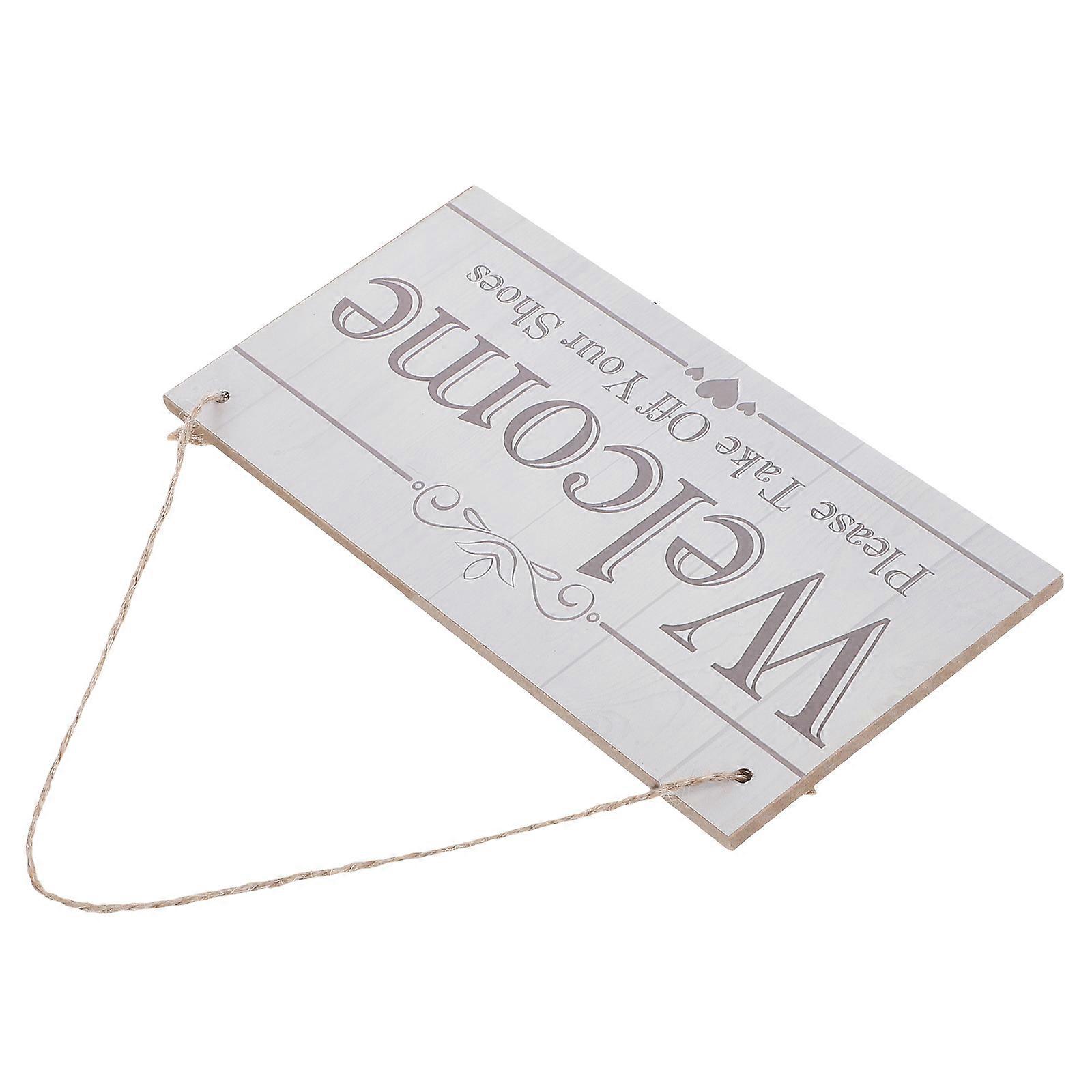Welcome Sign Door Decoration Rectangular Wood Plaque for Home Bedroom Friends 20.3 x 10.2 x 0.5 Cm 1Set