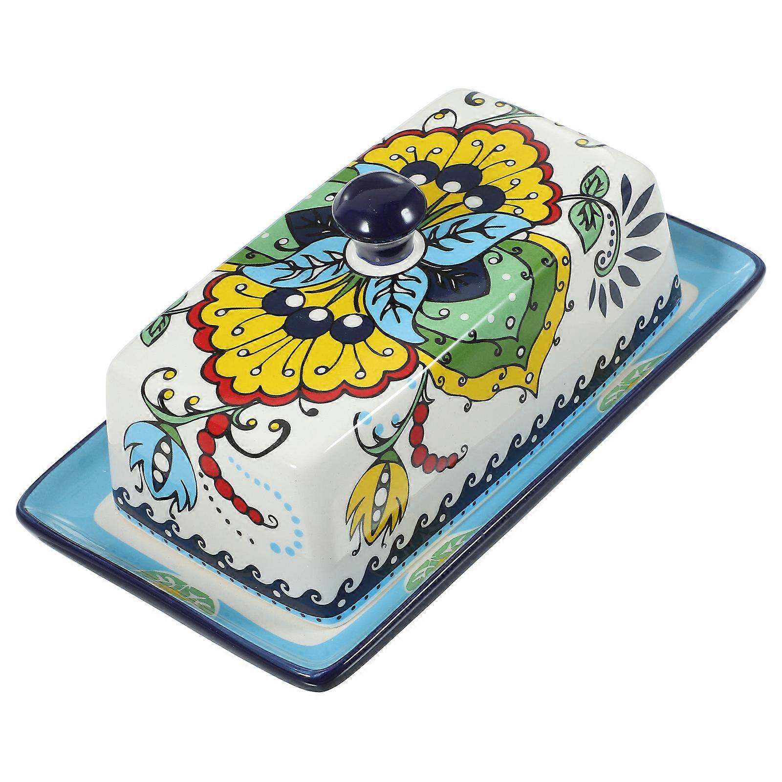 Dekorative Keramik Butterdosen Europäischer Stil Frische Aufbewahrung zum Essen 20,20 x 11,50 x 9,00 cm 1 Set