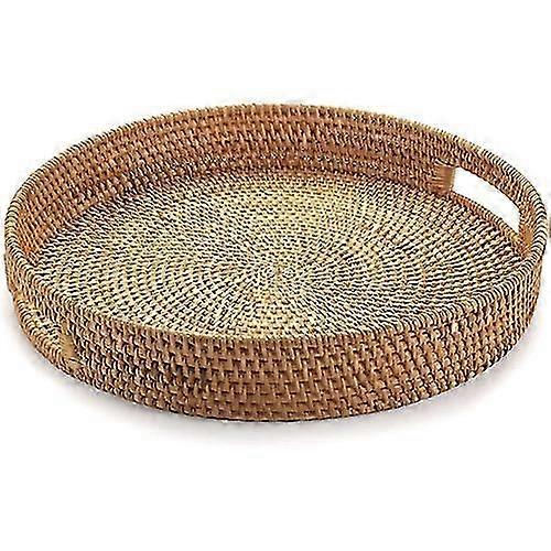 Round Serving Tray Made from Hand Woven Rattan