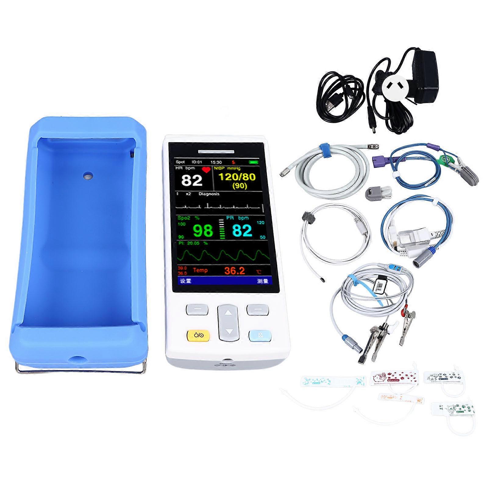 Handheld Veterinary Pulse Monitor Blood Oxygen Blood Pressure Temperature SPO2 Animal Pulse Oximeter 100‑240V AU Plug