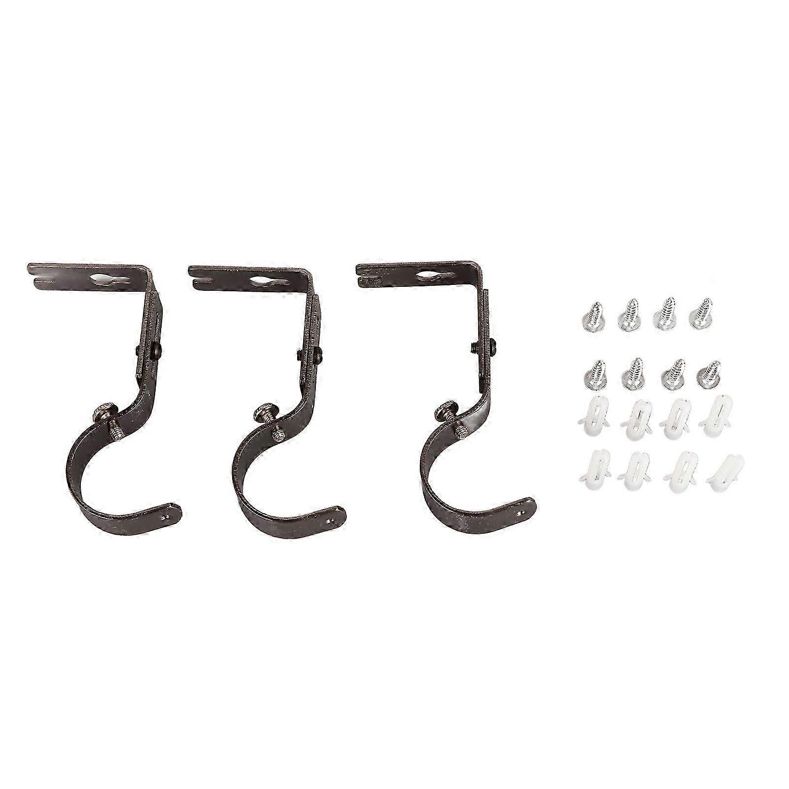 3Pcs Curtain Rod Hook Holder Iron Bracket Universal Design Home Decoration for Various Rooms