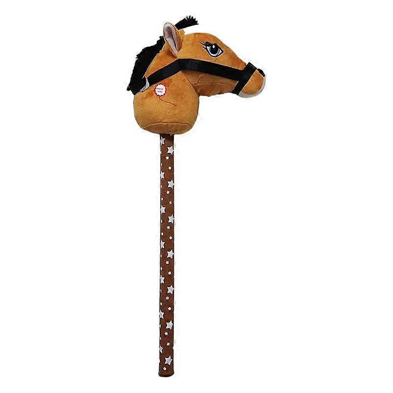 Plush Stick Horse, Plush Riding Stick, Handmade, Role Play, Sturdy Hockey Horse, Music Horse for Children from 3 Years, Light Brown B