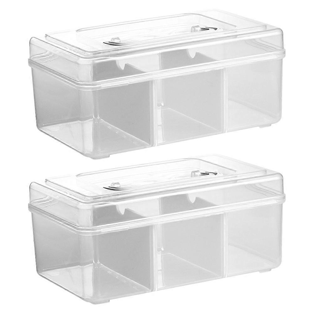 2Pcs Large Capacity Medicine Organizer Compartment Box Plastic Storage Container
