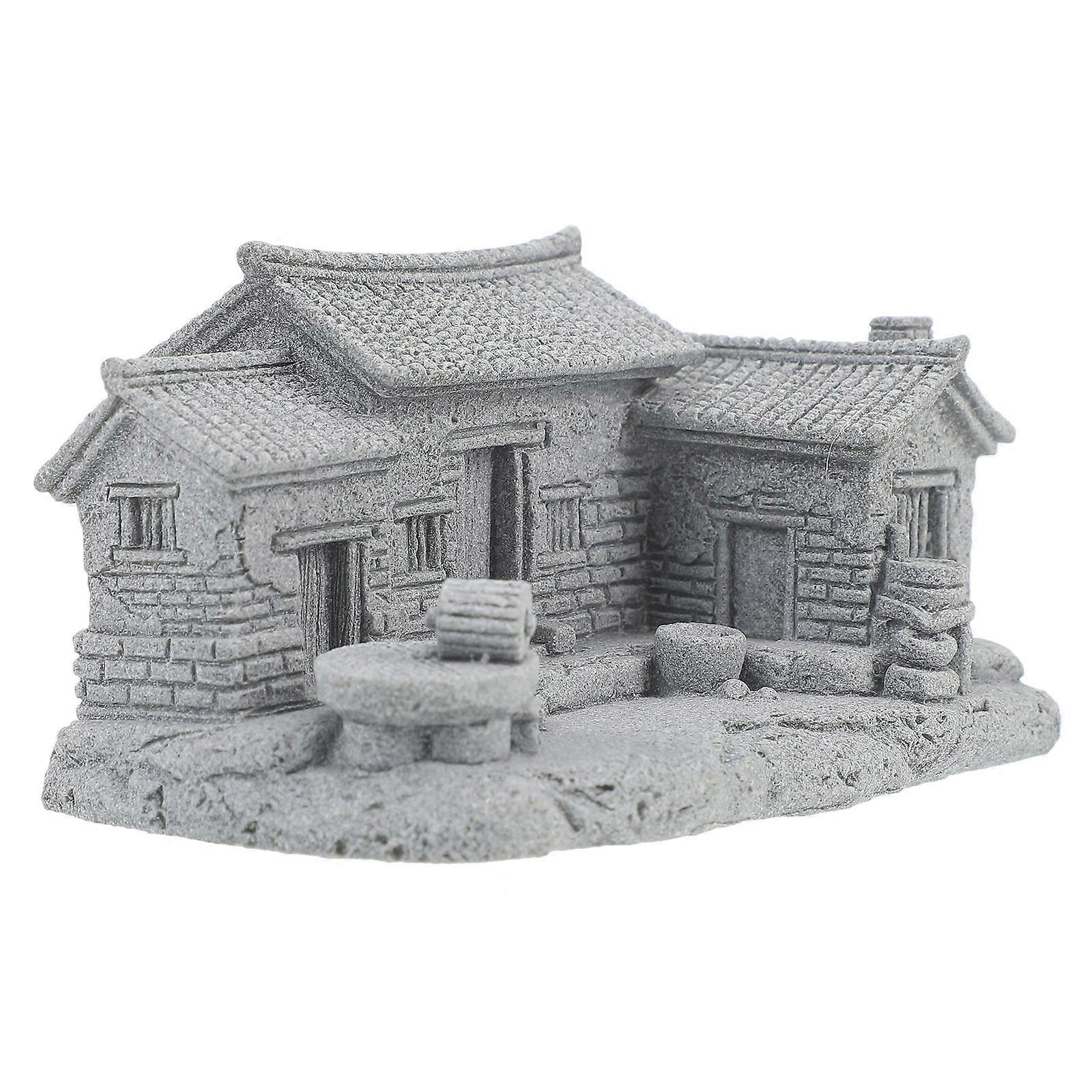 Miniature House Decoration Simulated Antique Architectural Model For Home Decor And Photography Props Grey 9.50X6.40X5.50CM 1Pack