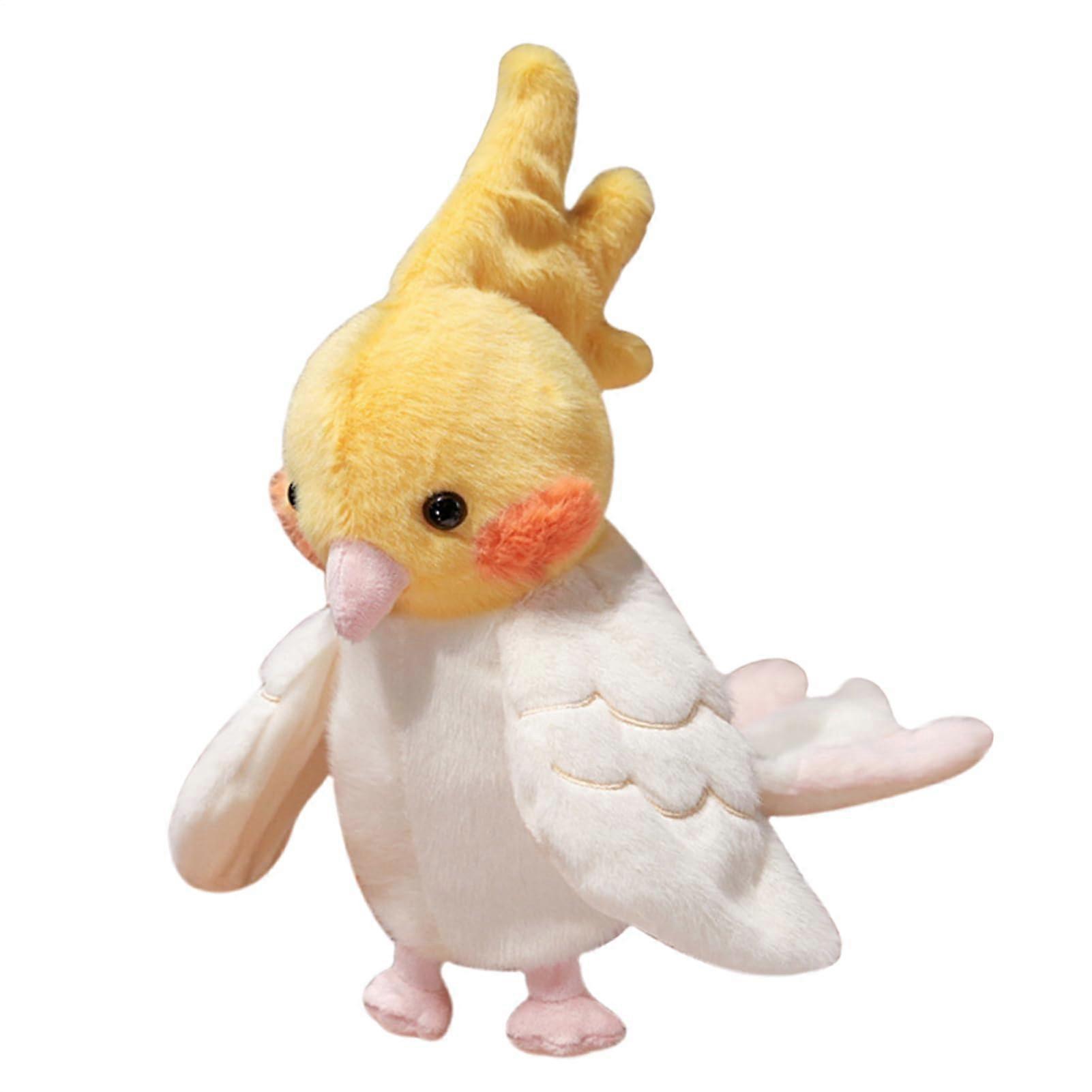 دمية يدوية واقعية من الببغاء ، دمى يد ، لعبة حيوانية محشوة ناعمة لعبة دمية يدوية محشوة للأطفال تعليم لعب الأدوار للفتيات أبيض