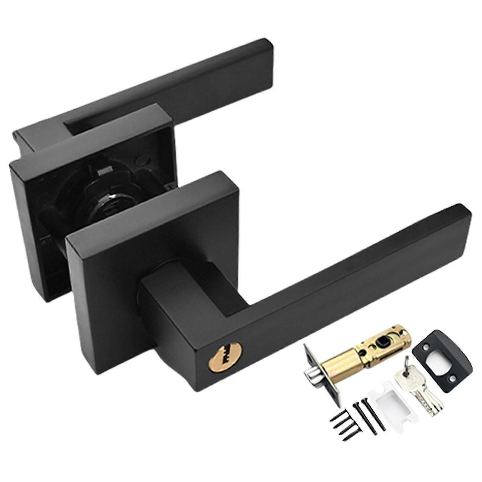 Adjustable Privacy Door Lever Set with Key Aluminium Handle Lock Secure Bedroom Door Lever Lock with Key for Bedroom sand nickel silver