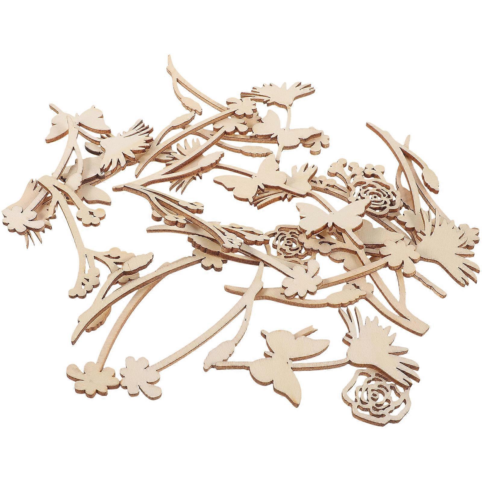 Small Wooden Flowers For Crafts Rose Shape Wooden Slices Photo Props Beige Color 2 4 7 5Cm Craft Enthusiasts 30Pcs
