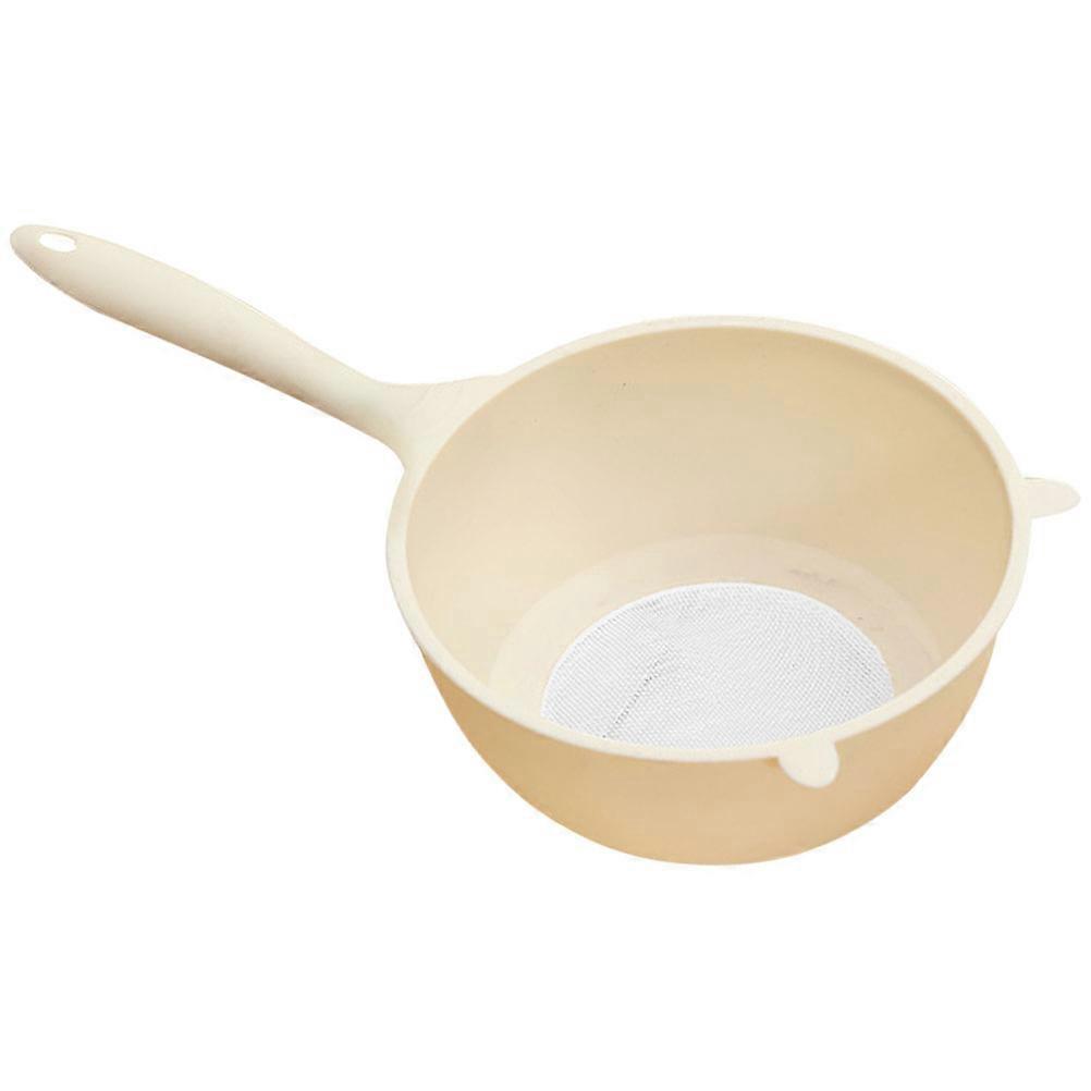Multi Functional Drain Bowl Reusable Mesh Colander Strainer Basket Drainer Beige 28.50X15.00X6.50CM Rice Washing Handle Design 1Pack