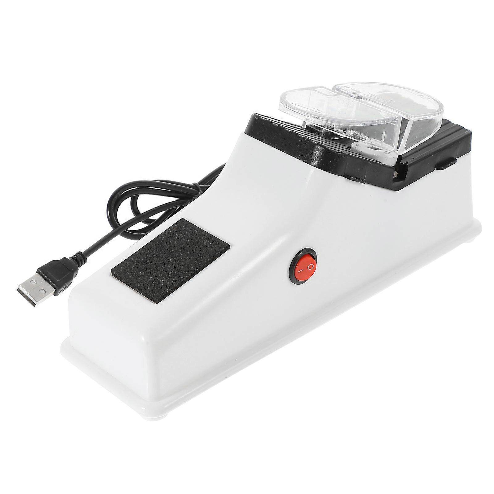 Electric Sharpener for Kitchen Use with Protective Cover and USB Charging White PP Material