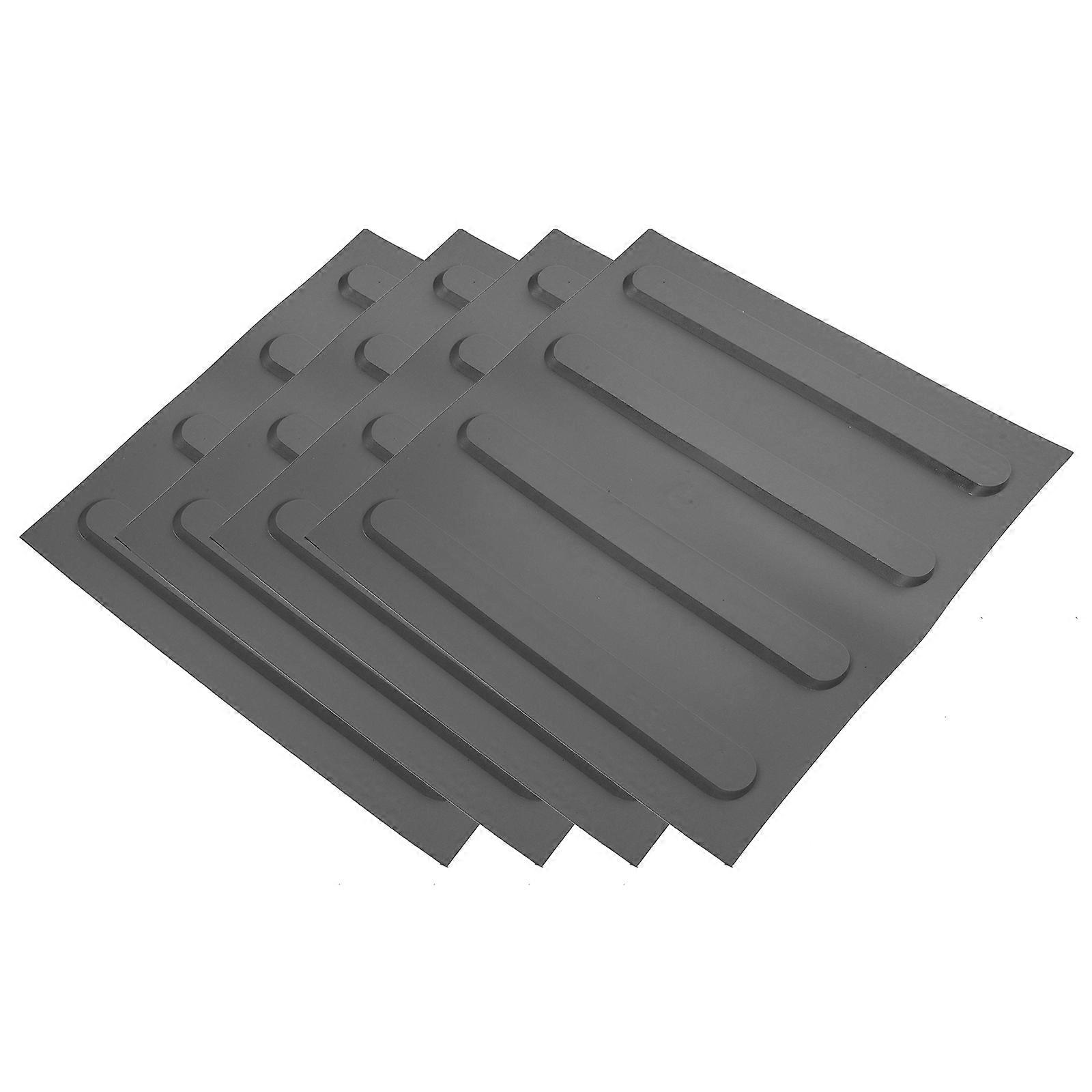 Grey PVC Tactile Floor Stickers – 4 Sheets Multifunctional Blind Accessibility Tiles for Sidewalks and Outdoor Pathways