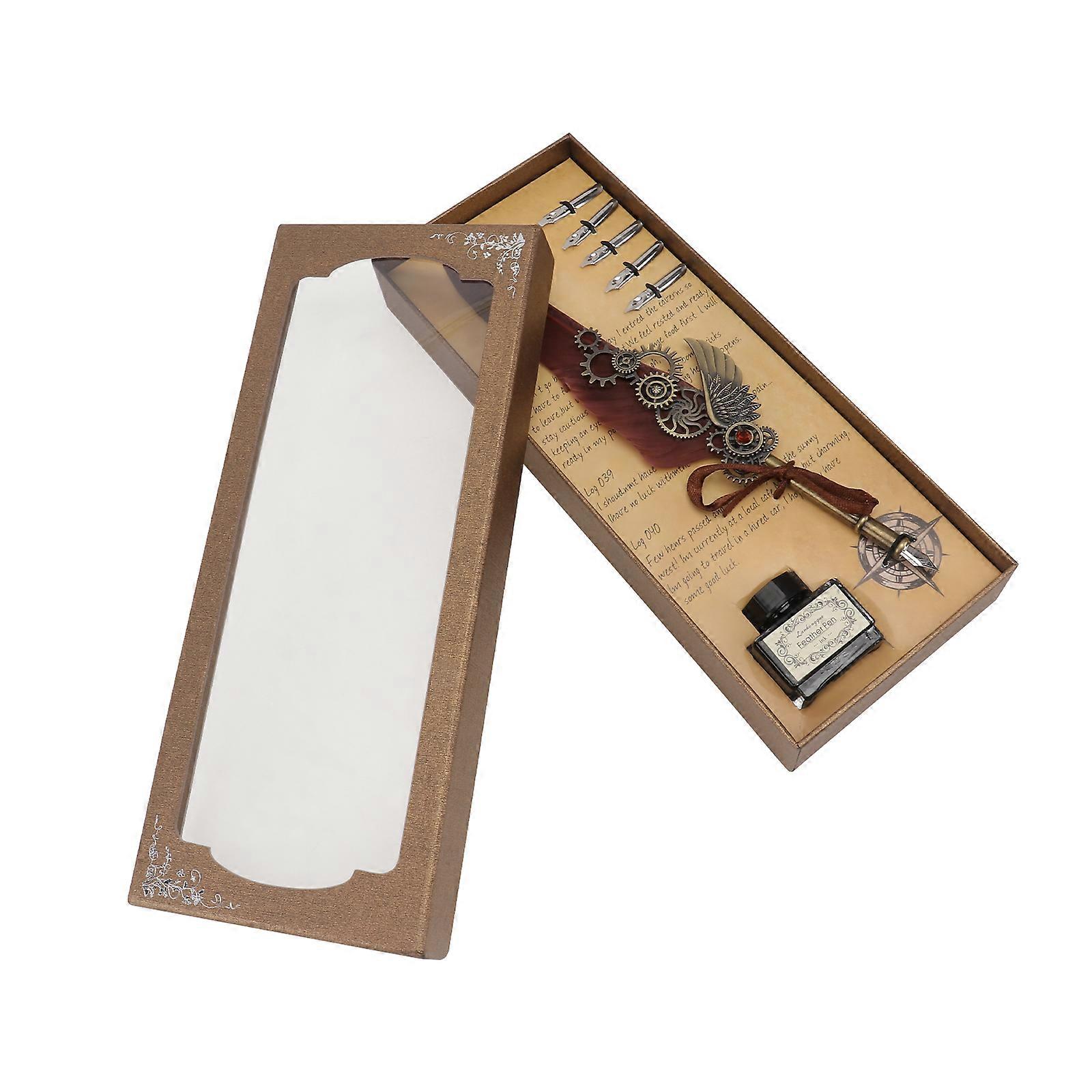 Steampunk Quill Pen Set Creative Writing present For Friends Daily Writing 6x24cm