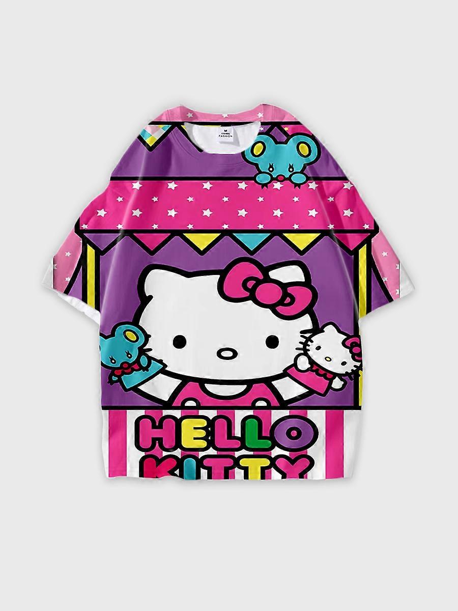 T-shirt girocollo Cartoon Pattern manica corta sciolta JW532