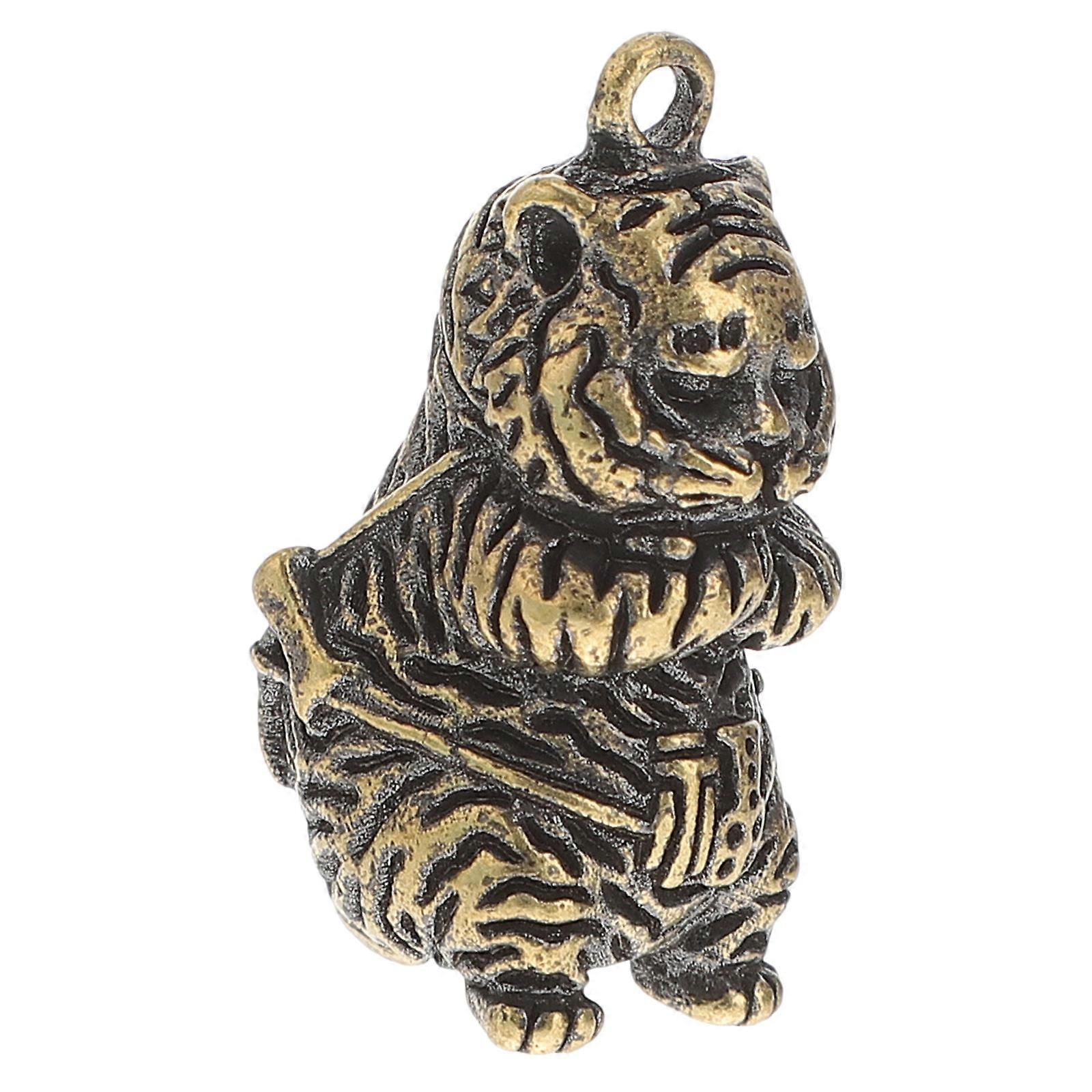Golden Copper Tiger Locket for Decoration Lightweight Portable with Rigorous Process 1 Piece