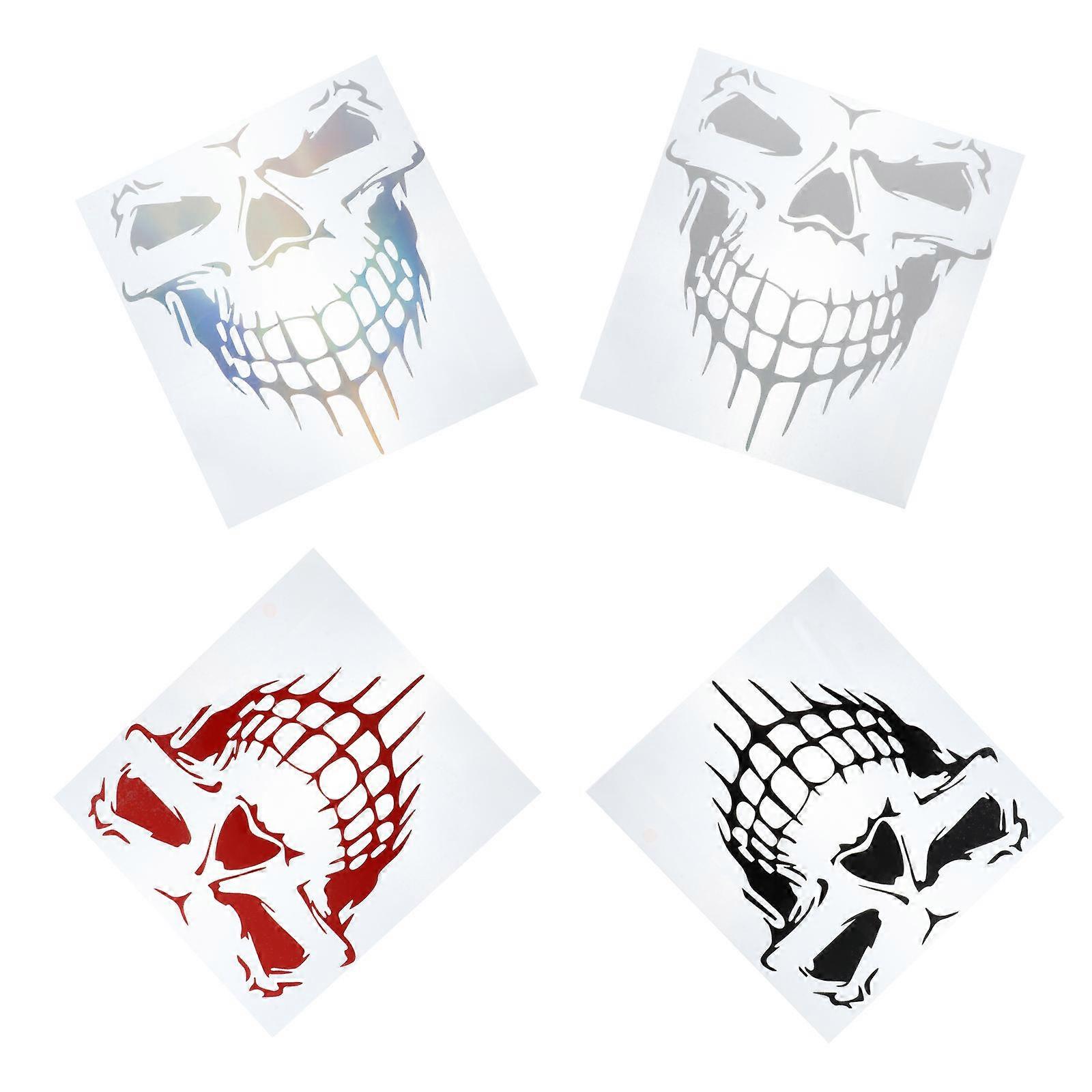 Automotive Stickers Skull Decal Reflective 4Pcs Pet Material Car Owners