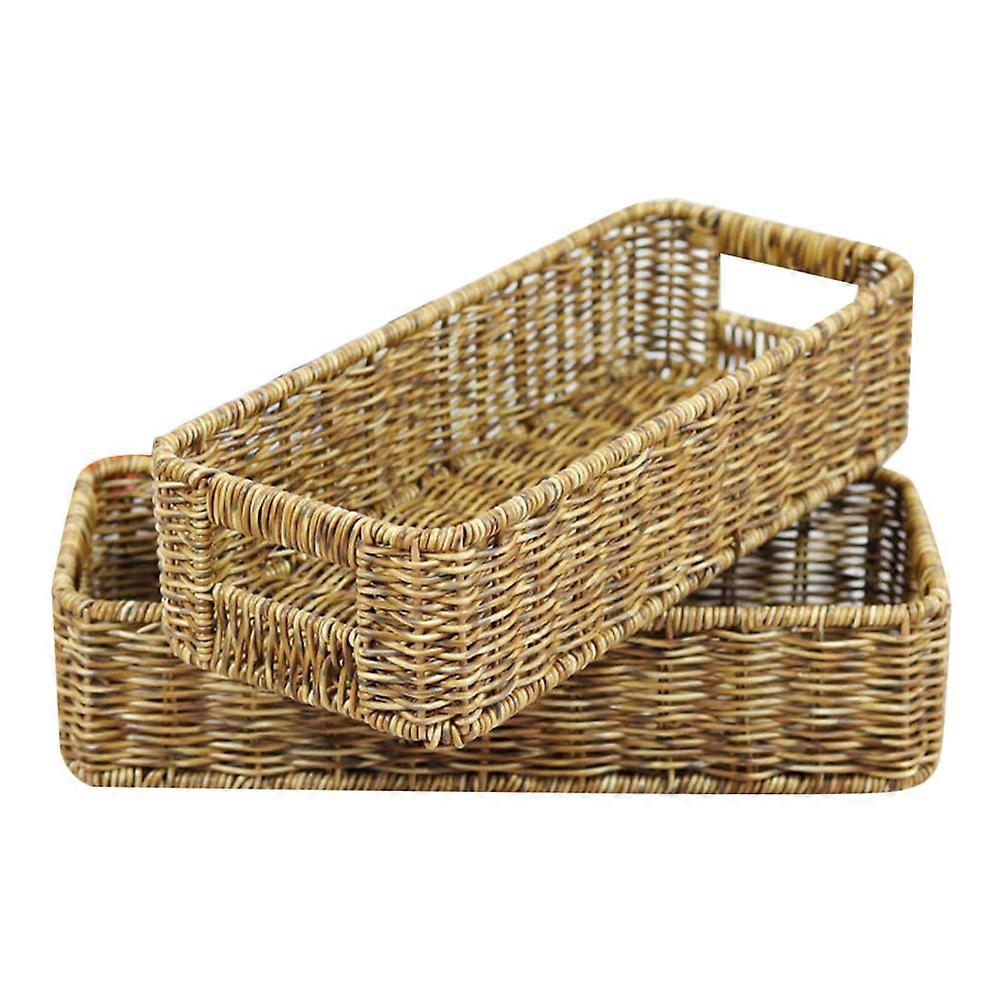 Baskets For Organizing Spice Jar Organizer Woven Basket Kitchen Use Coffee Color 34.00X14.00X8.00CM Ventilation 2Pcs