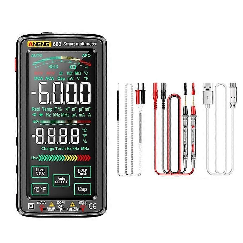 ANENG 683 Smart Touch Screen Rechargeable Multimeter 683 Black