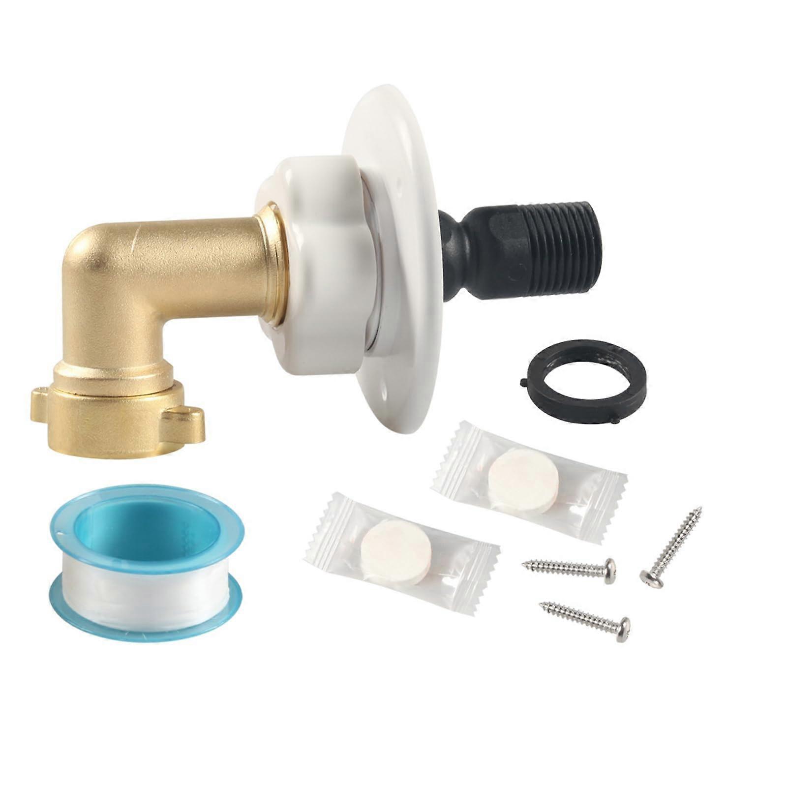 Brass Water Inlet Flange with Check Valves, 3/4 NPT Replacement for City Water Connections