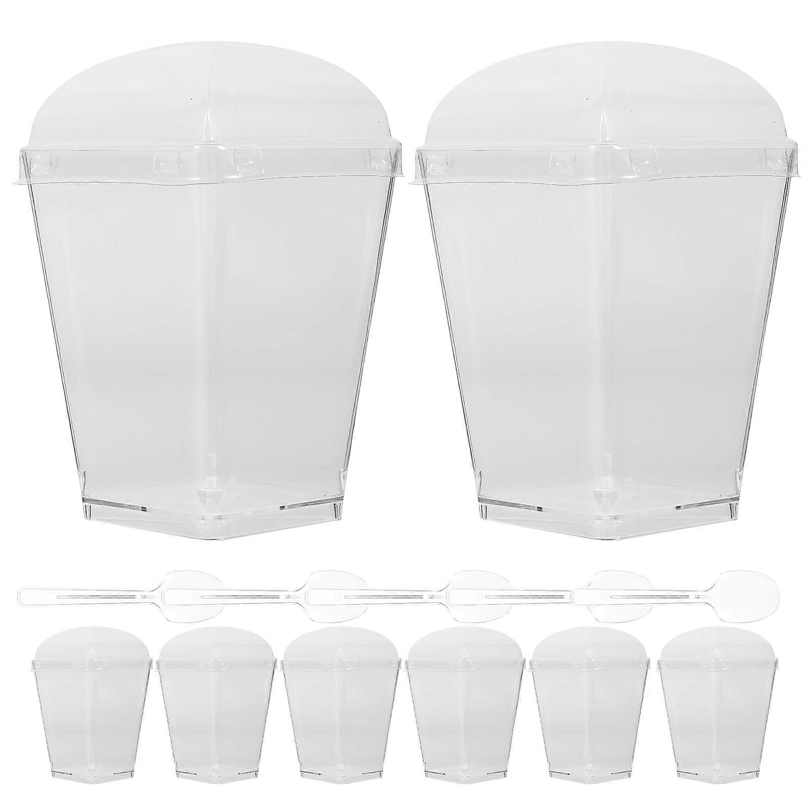 Mousse Dessert Cups Pudding Cups For Cake Shops Square Shape 10.50X5.70X5.70cm Food Storage 1 Set