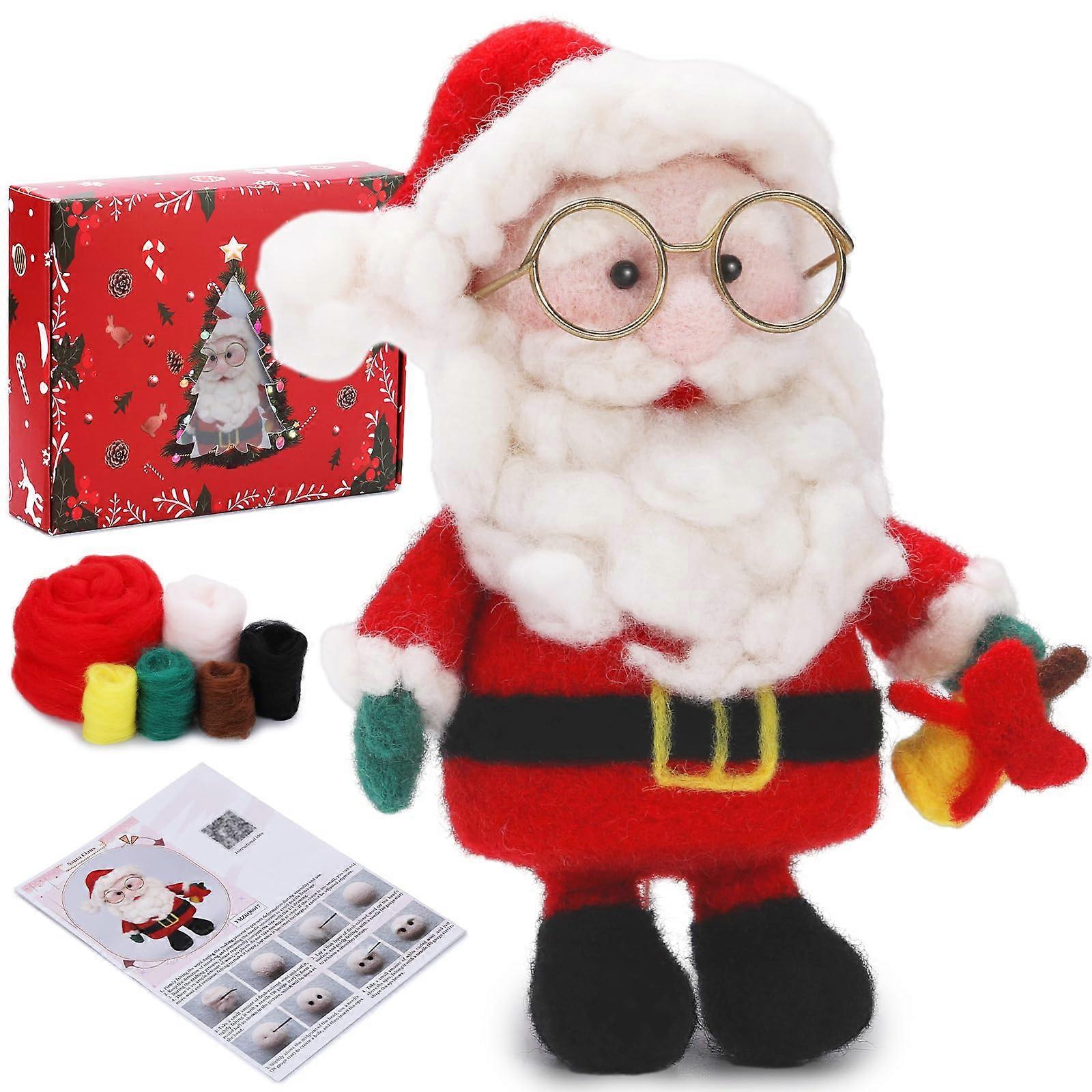 Christmas faux wool felt package, unlacquered, faux wool felt dolls, needle felting kits, starter for beginners and adults B