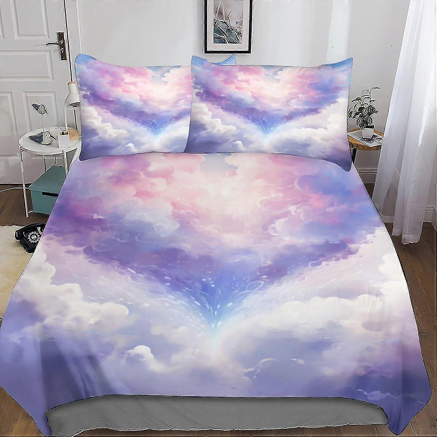 Conjunto de capa de edredom de microfibra macia com fronha, adequado para adolescentes e adultos, design 3D Dreamy Sky