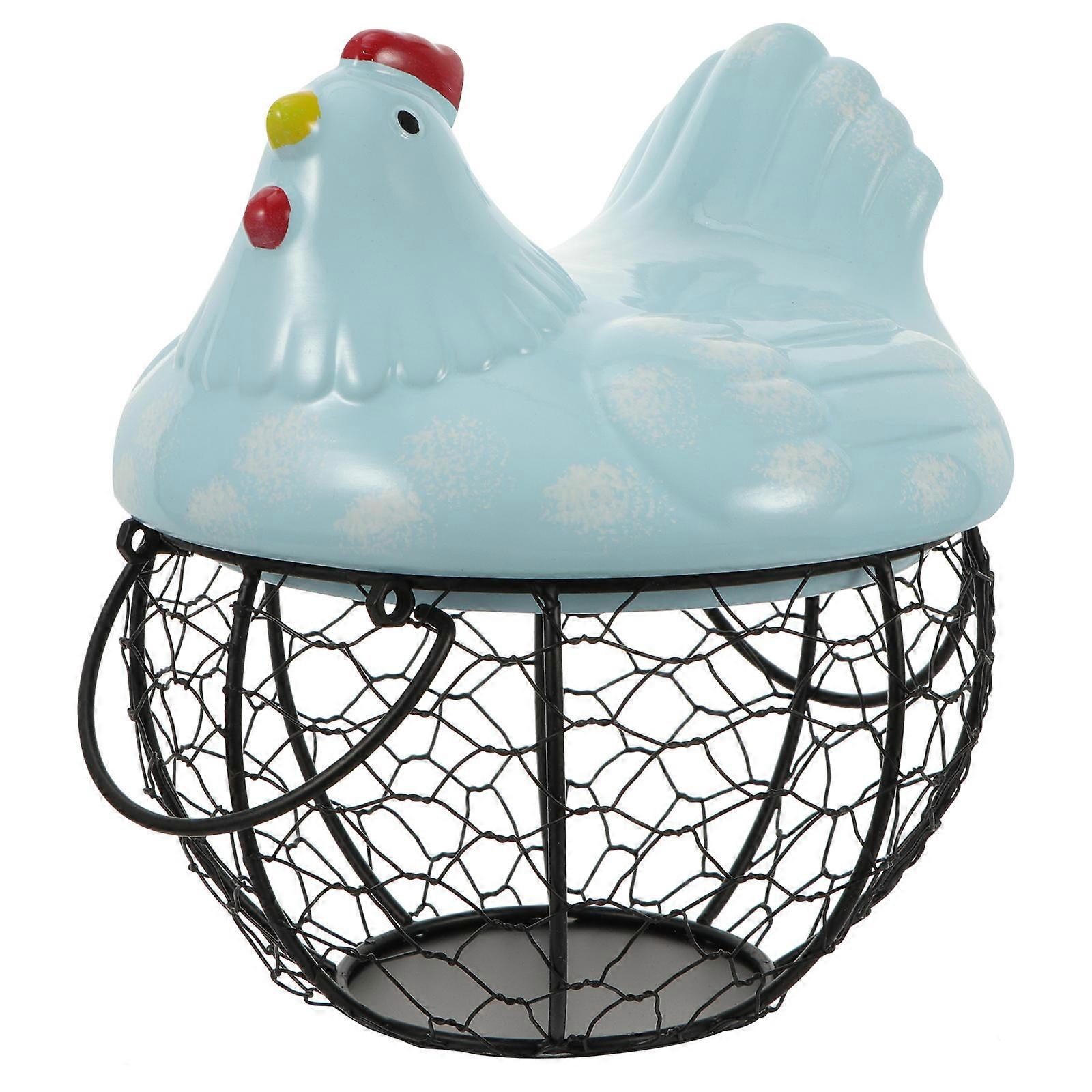 Egg Holder Chicken Design Basket for Snack and Storage 1Pcs Blue