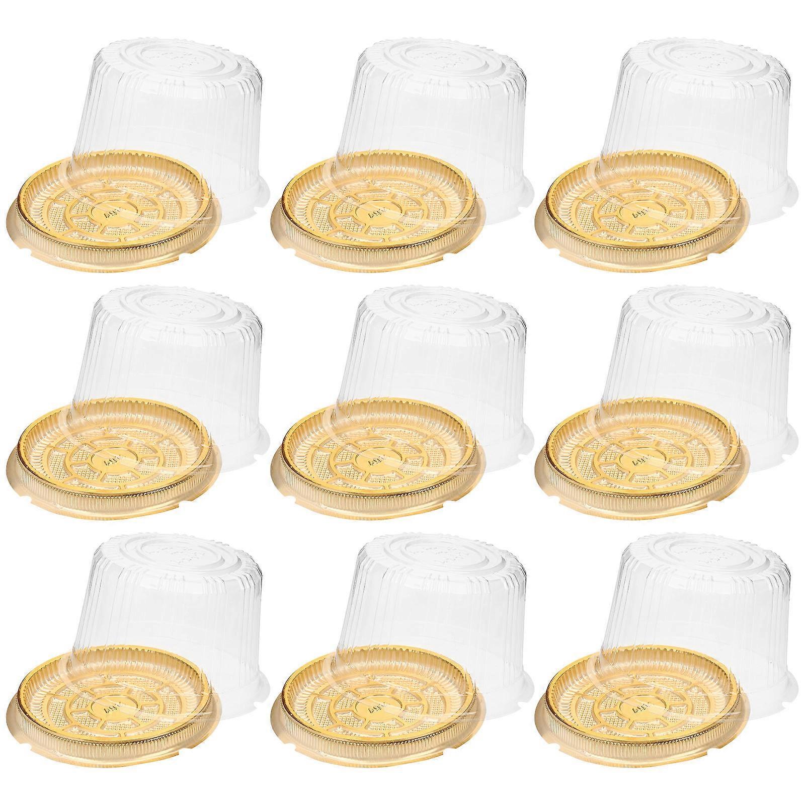 Golden Plastic Cake Containers with Lids for Home Party and Bakery Shop Use 20pcs
