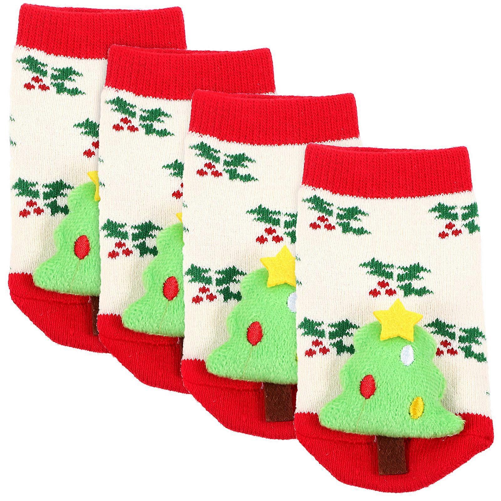 Infant Fuzzy Socks Christmas Theme Comfortable Wearing Assorted Color 2Pairs