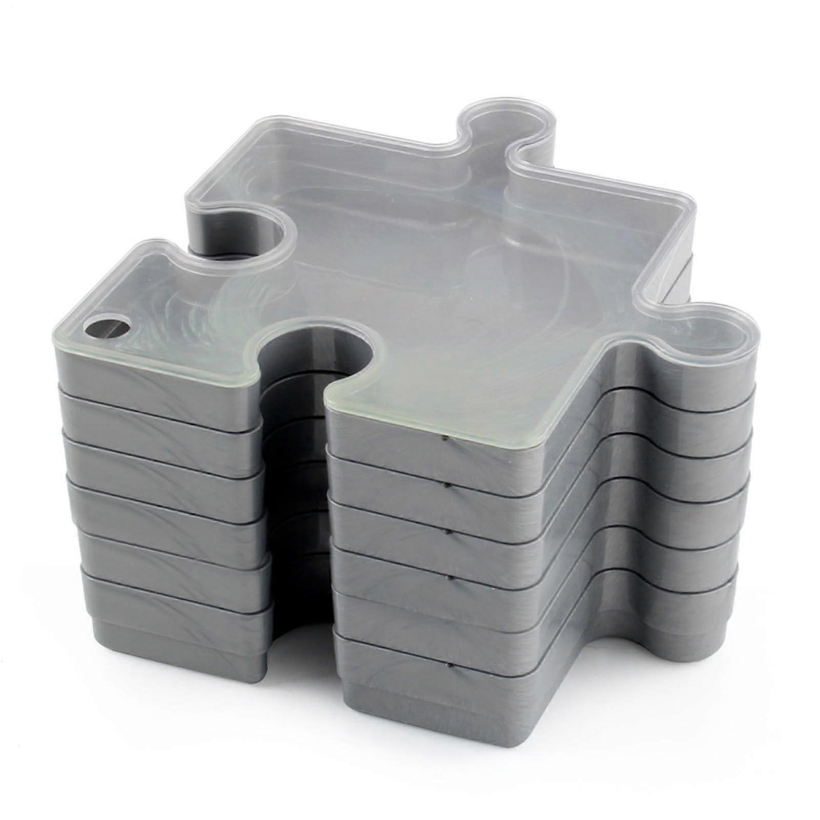Puzzle Sorting Tray with Lid, Stackable Sorter Set, Connectable Storage Tray Gray