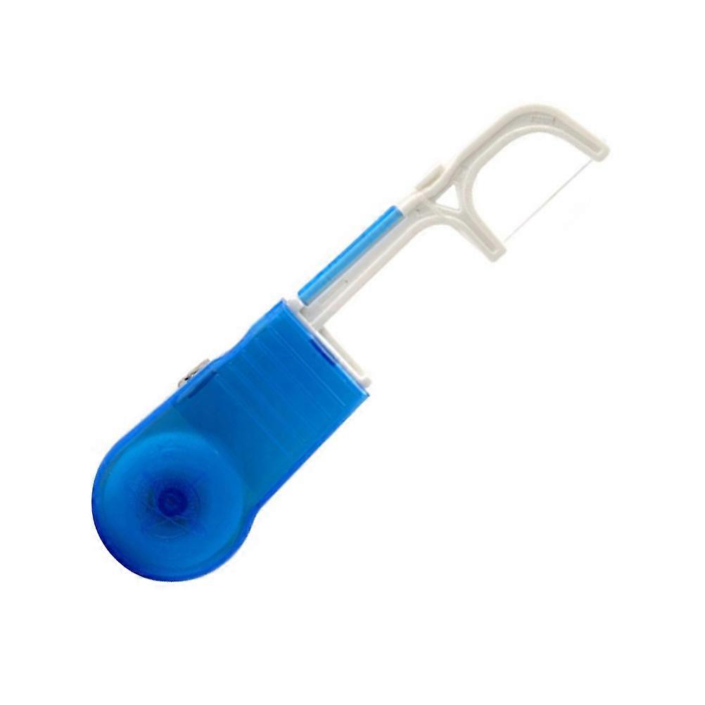 Dental Floss Wire Rack with Comfort Grip Handle and 30 Meters of Blue Plastic Floss for Daily Oral