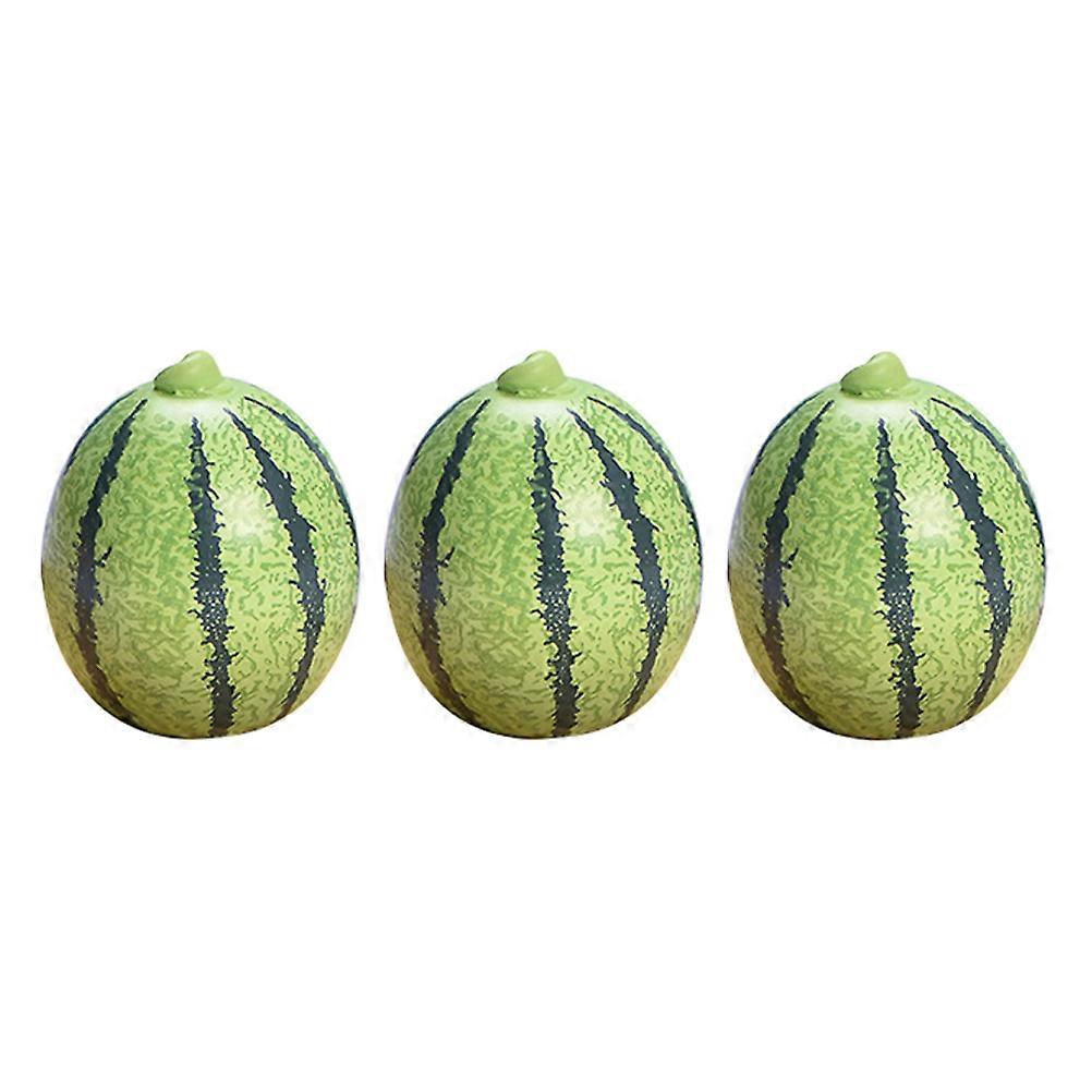 Mini Artificial Watermelon Models for Decor Made of Resin in Green Color 3pcs