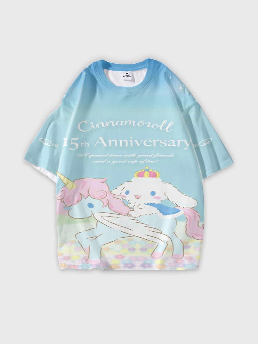 T-shirt round neck Cartoon Pattern loose short sleeve E2667