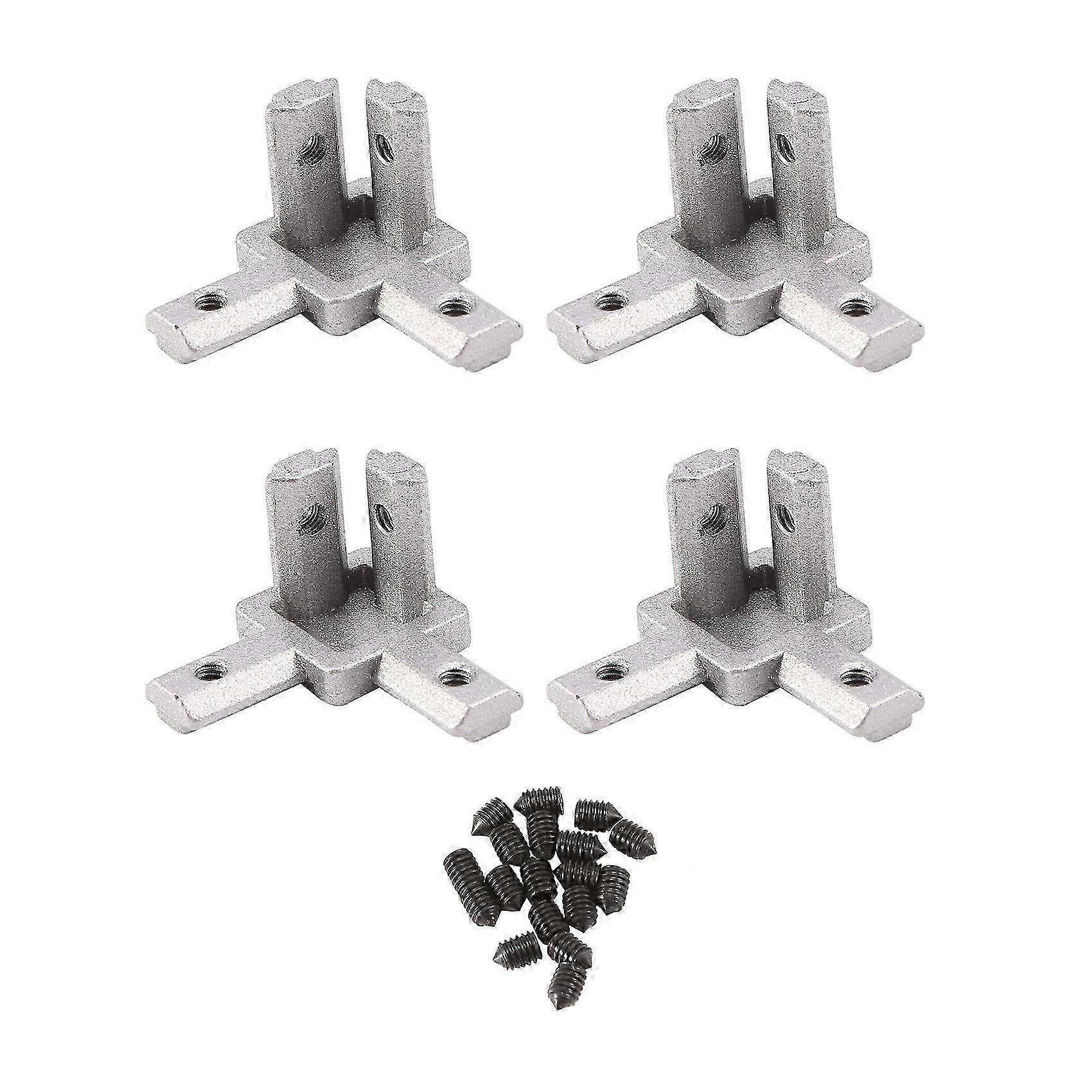 3-Way End Corner Bracket Connector for T slot Aluminum Extrusion Profile (Pack of 4, with screws)