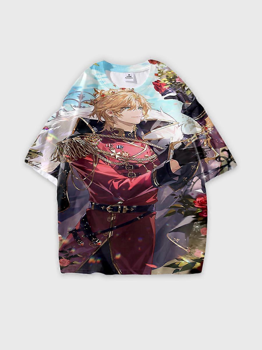 T-shirt round neck Role Pattern loose short sleeve E3647