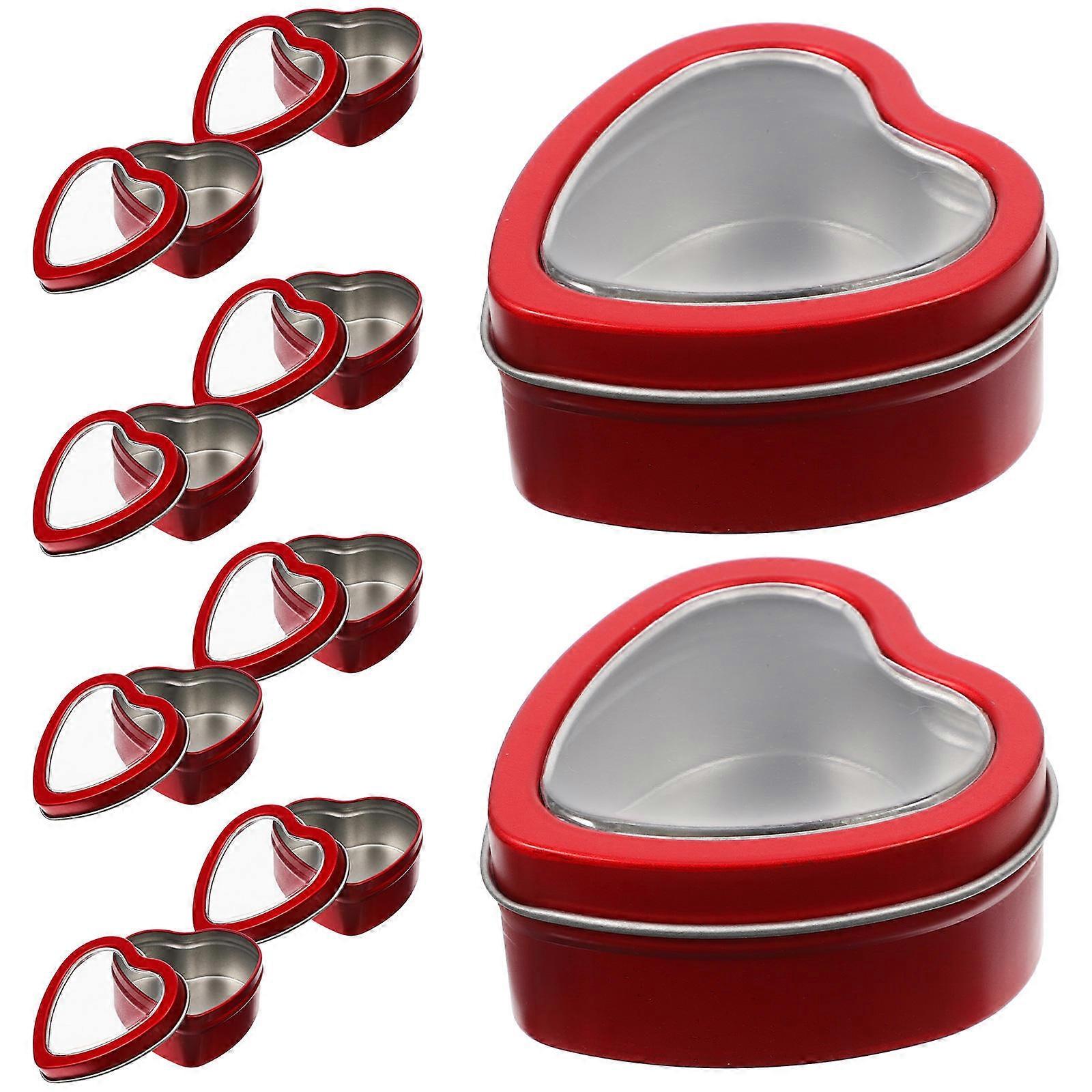 Heart Shaped Candy Boxes Durable Tin Containers for Valentine's Day, Weddings, Showers & Celebrations Unique Design with Window for Party Favors